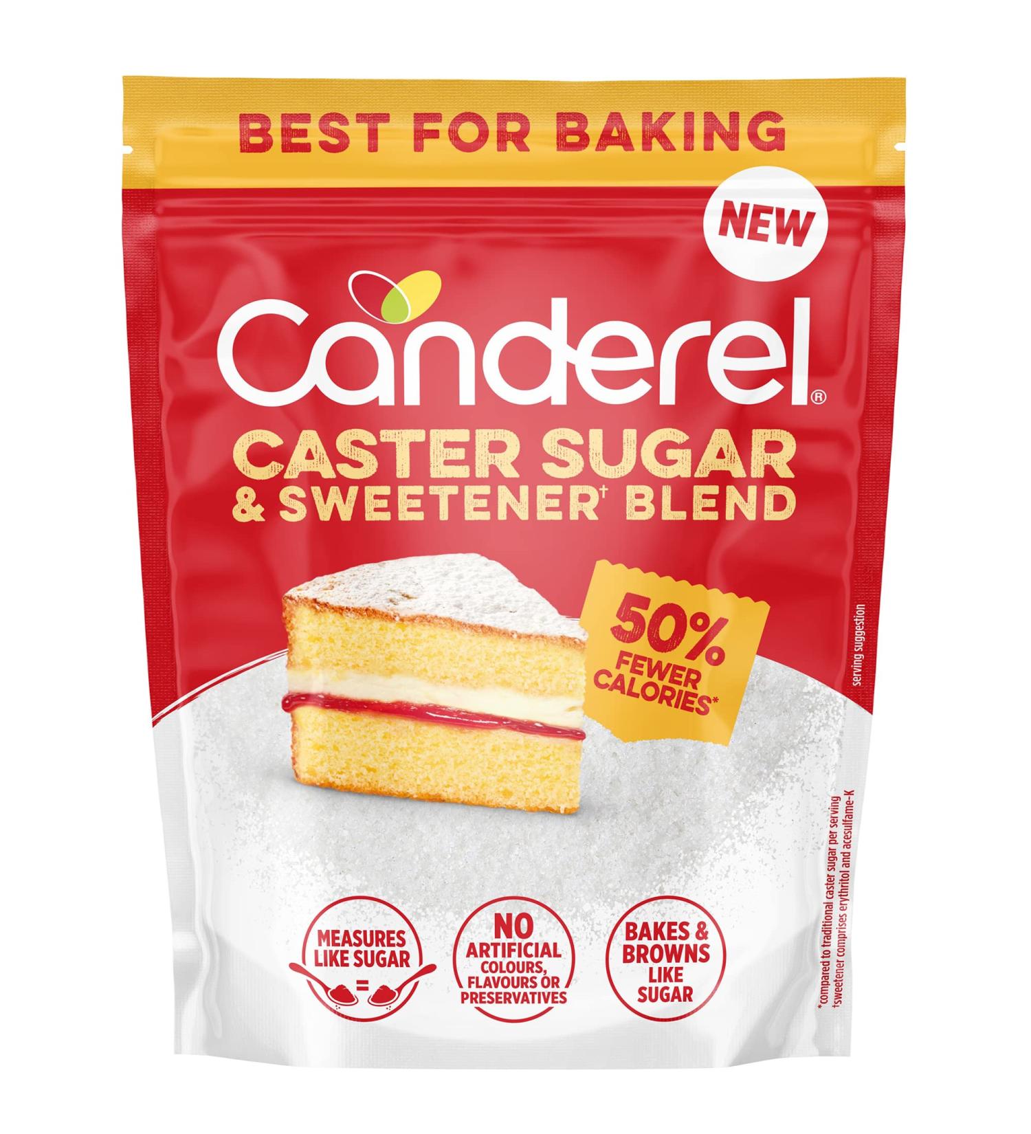 Canderel - Caster Sugar and Sweetener Blend 4x370G | Best for baking with less sugar and half of the calories - Buy Online on GoSupps.com