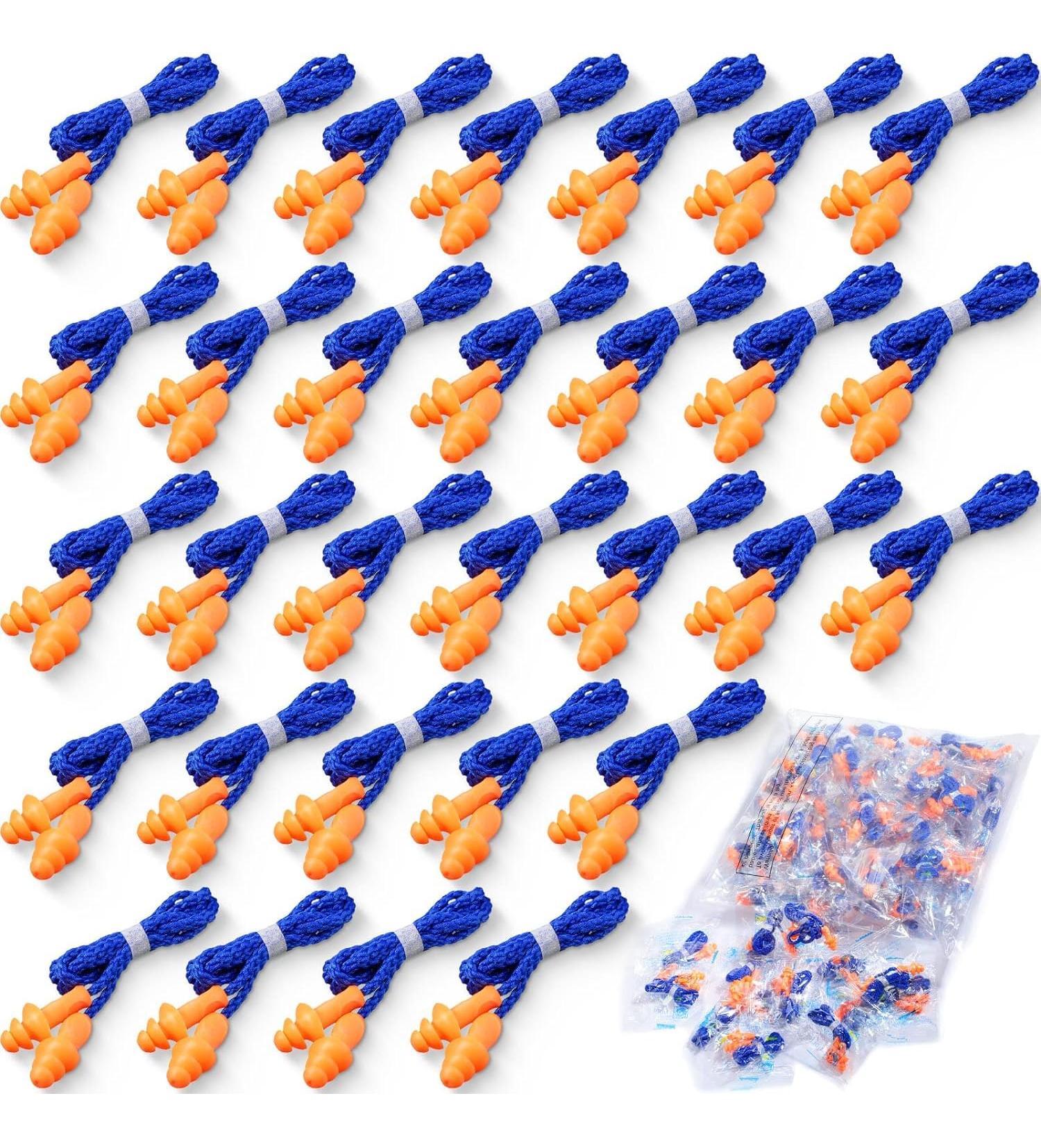 200 Pairs Ear Plugs Reusable Silicone Earplugs with Cord Sleeping Individually Wrapped Hearing Protection Noise Cancelling Earplugs for Work Construction Shooting Sports(Blue Orange) - Buy Online on GoSupps.com