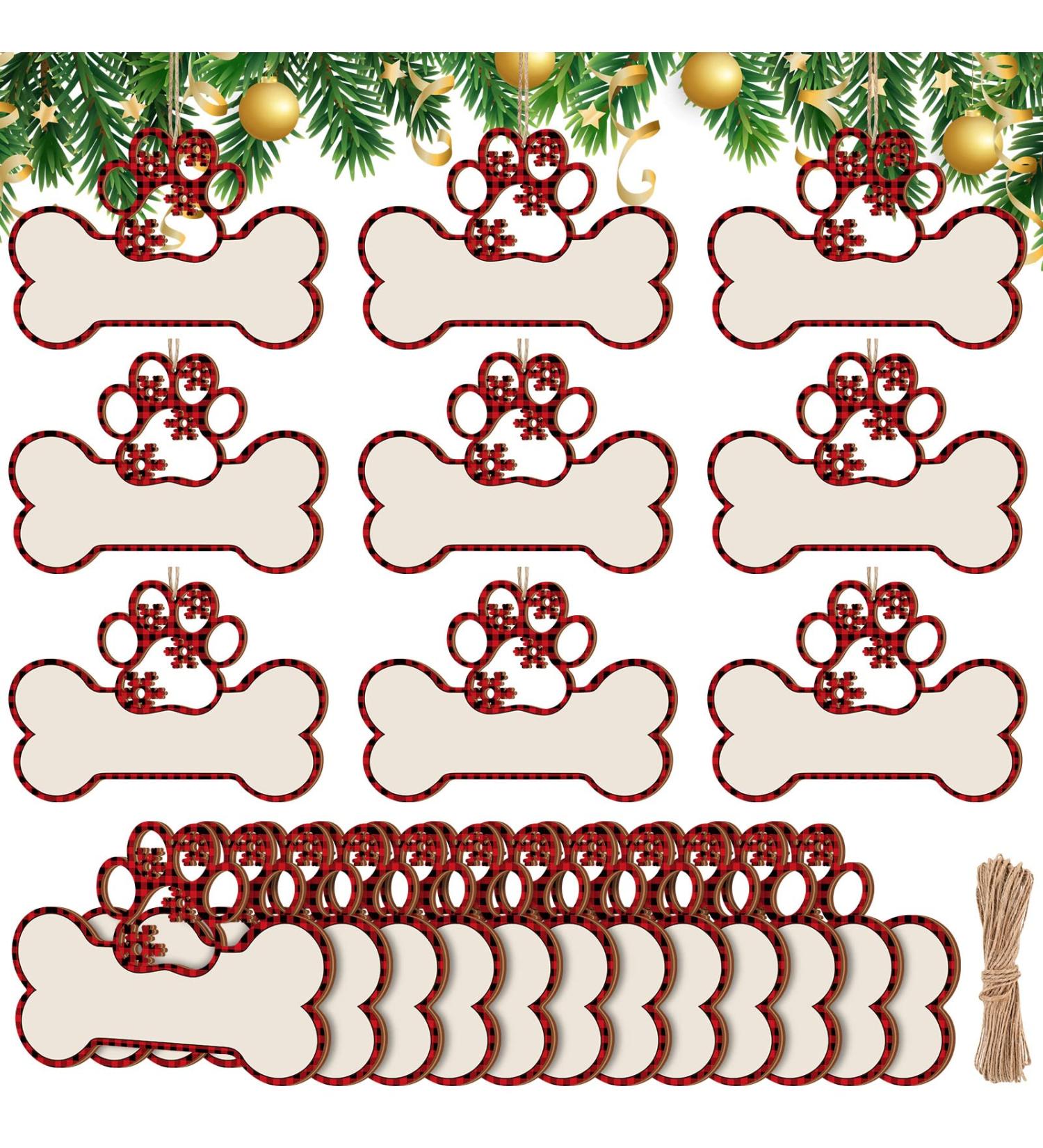 Customizable Wooden Dog Bone Christmas Ornaments - Set of 36 | Personalized with Custom Name | Ideal Gift for Pet Lovers | Home Decor for Christmas Tree (Warm Pattern) - Buy Online on GoSupps.com