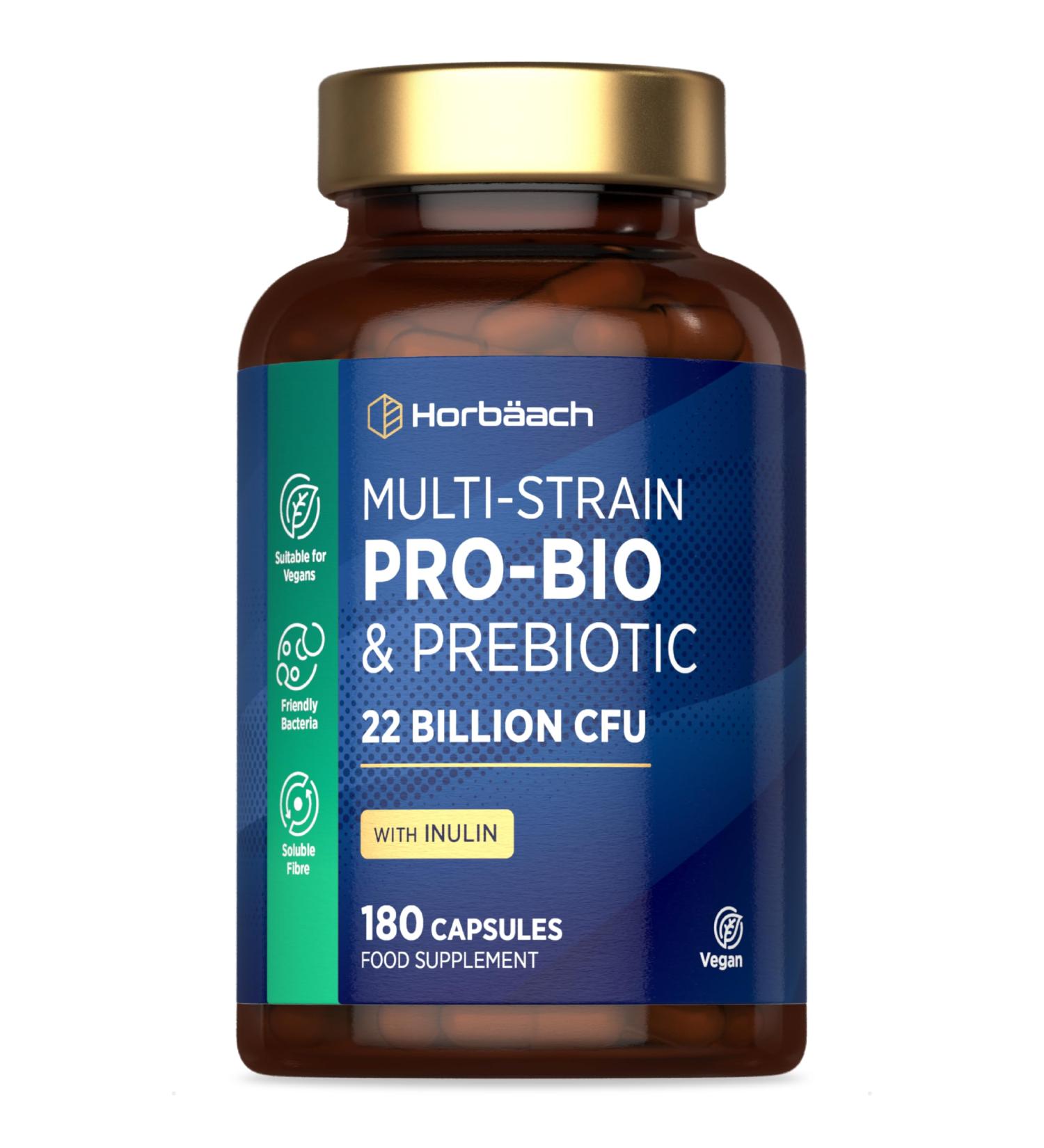 Horbaach MultiStrain ProBio and Prebiotic 22B 180 Capsules Probiotics and Prebiotic Supplement 3 Months Delivery Horbach - Buy Online on GoSupps.com