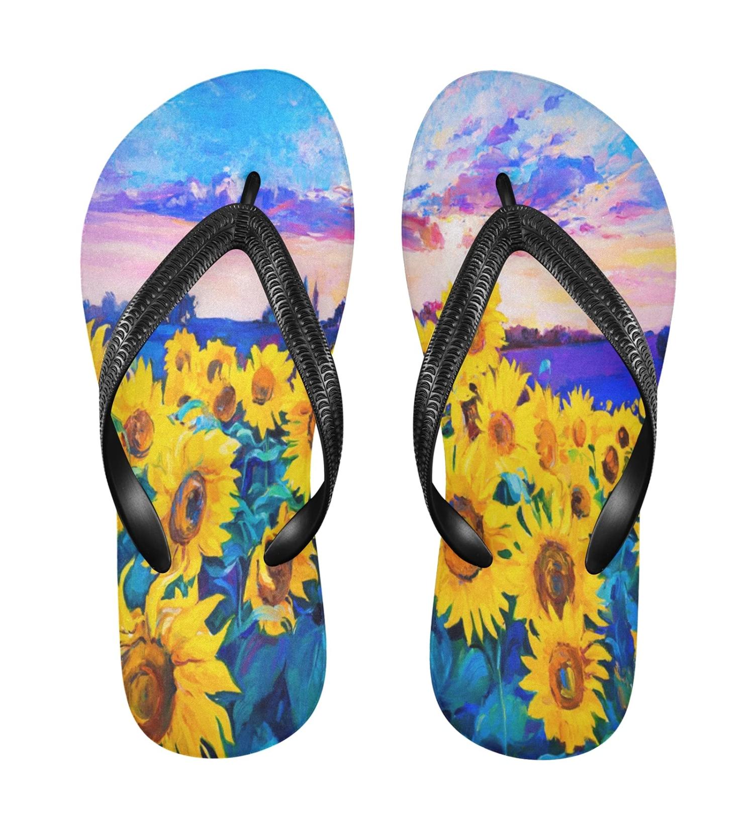 Buy Mnsruu Watercolor Sunflower Flip Flops | Perfect for Home Hotel Spa & Travel | Unisex for Men & Women - Buy Online on GoSupps.com
