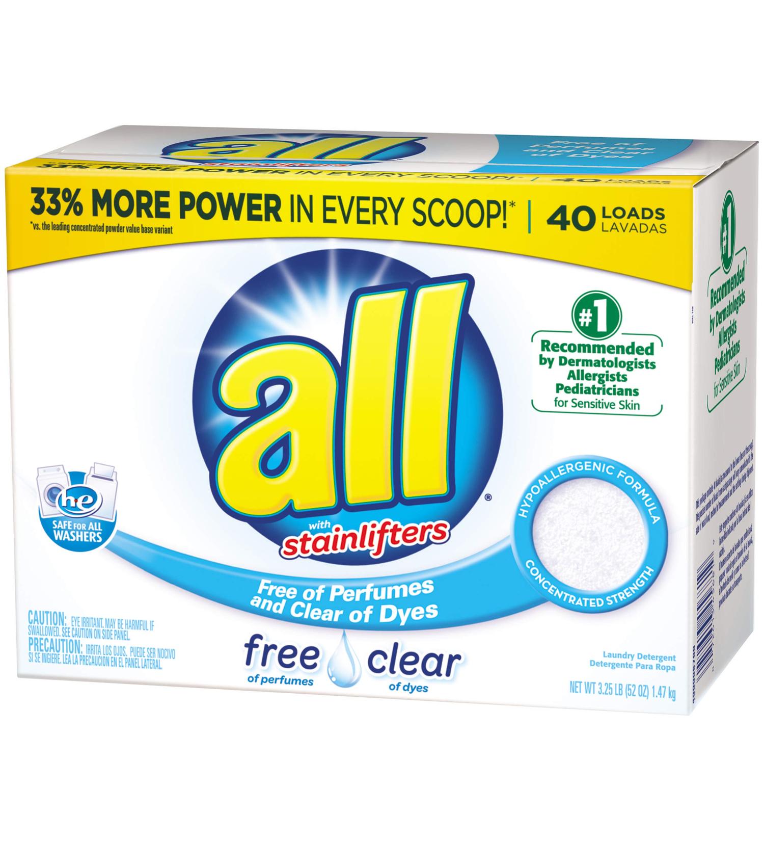 Free Clear Powder Laundry Detergent for Sensitive Skin - 52oz/40 Loads - Pack of 1 - Buy Online on GoSupps.com