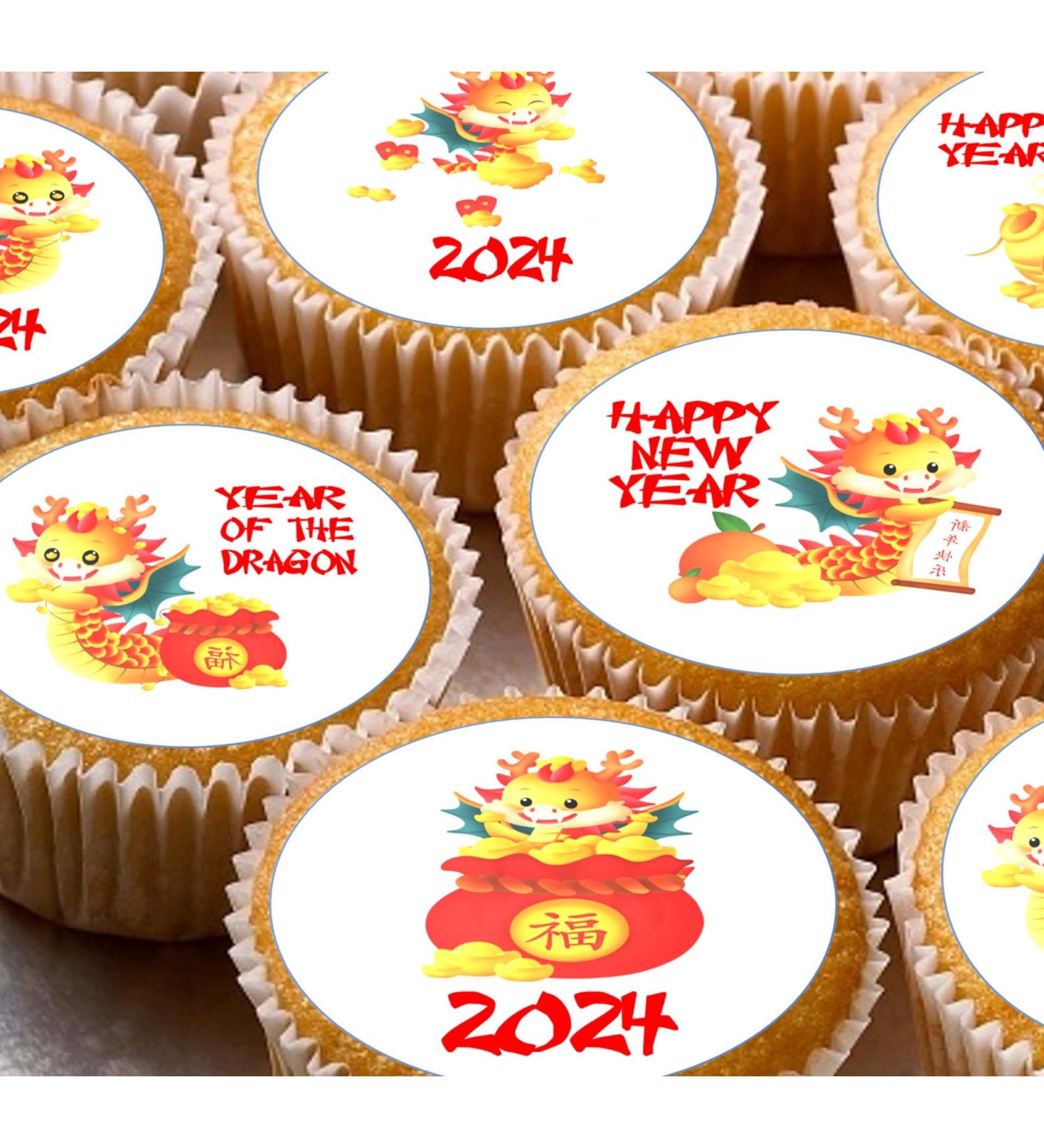 24 edible PRE CUT Chinese New Year cartoon kids childrens party decoration cupcake toppers on wafer rice paper - Buy Online on GoSupps.com