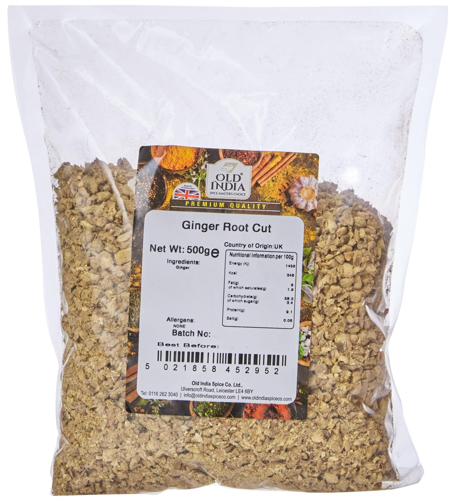 Old India Ginger Root Cut 500g - Premium Quality Spice for Cooking - Pack of 1 - Buy Online on GoSupps.com
