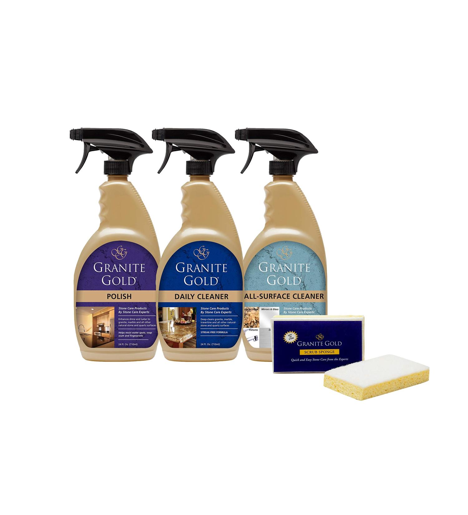 Granite Gold Home Care Collection - Streak-Free Cleaning for Granite, Marble, Travertine, Quartz & More - 24oz 4-Pack - Buy Online on GoSupps.com