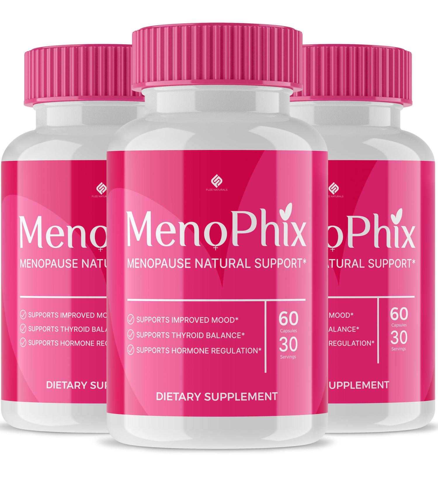 Buy MenoPhix Menopause Capsules - 3 Pack | Natural Support for Menopause | 180 Capsules for Health & Wellness - Buy Online on GoSupps.com
