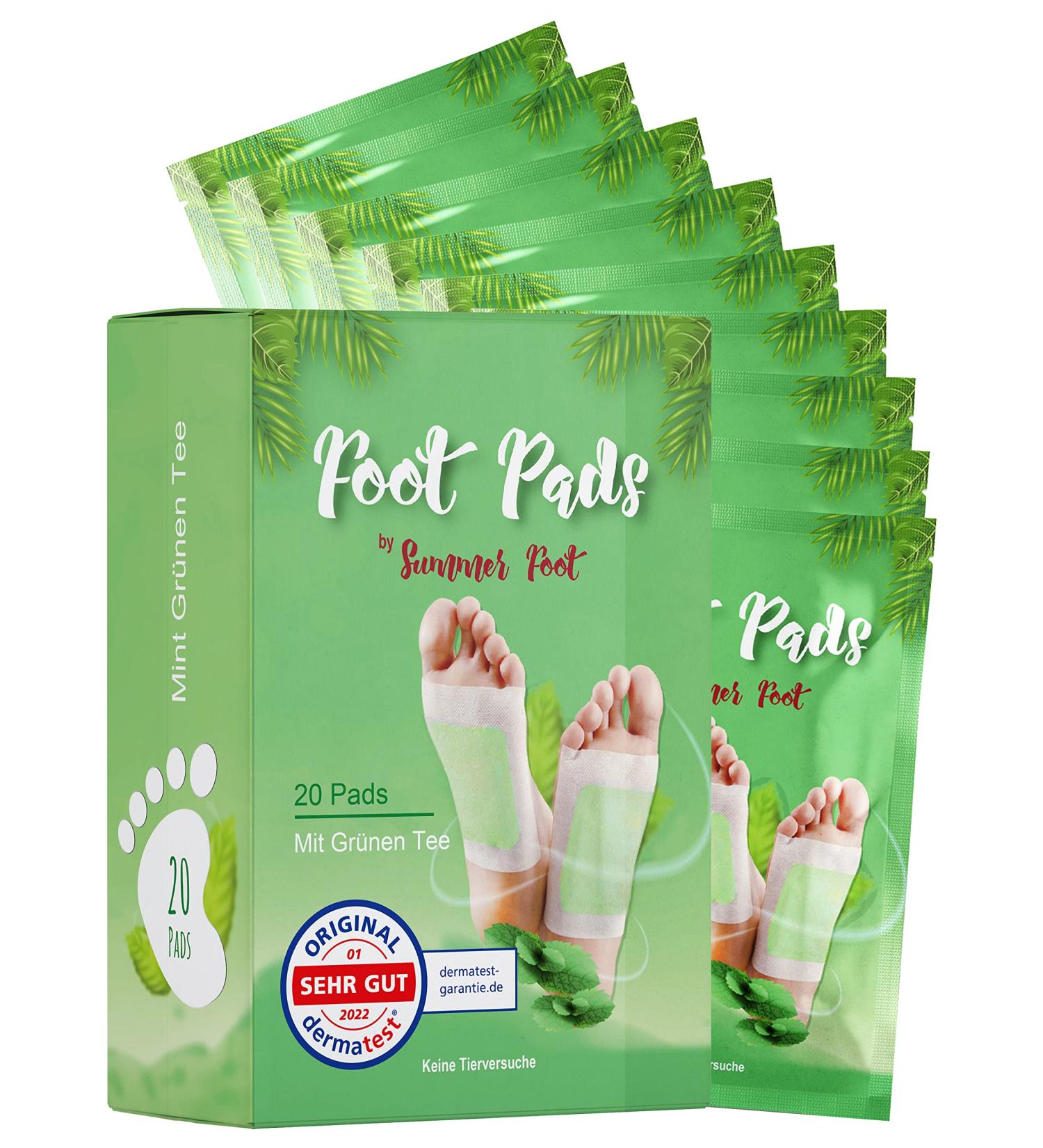 Summer Foot 20 pieces Premium Foot Pads - Foot pavement with green tea oil - bamboo paving - green tea plaster - adhesive pads for the feet - wellness plaster
