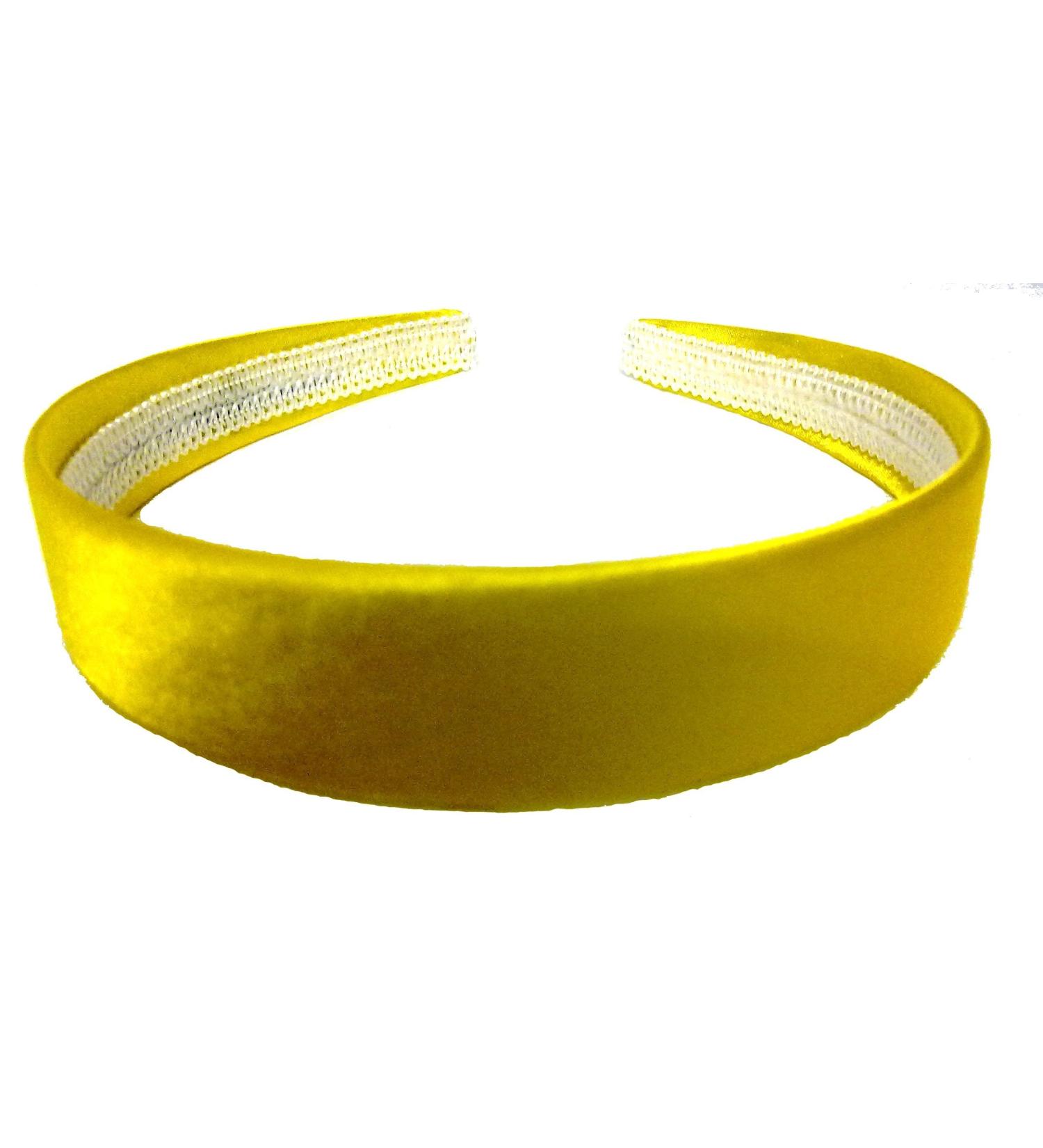 Aliceband - Brightly coloured plain 2.5cm wide satin headband alice band Yellow