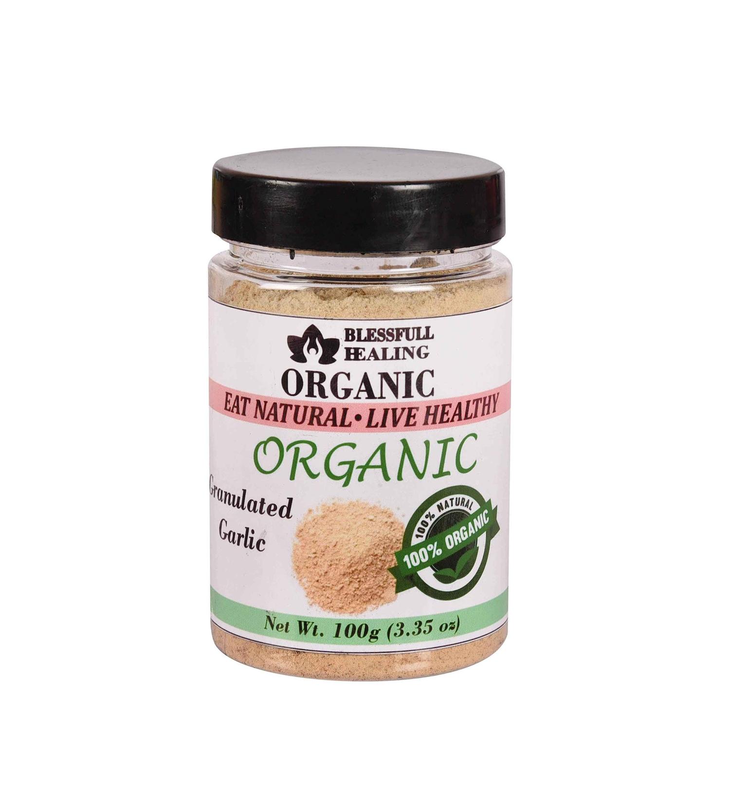 Buy Blessfull Healing Organic Garlic Granules - 100g | Natural Antioxidant in Airtight Container | Worldwide Shipping - Buy Online on GoSupps.com