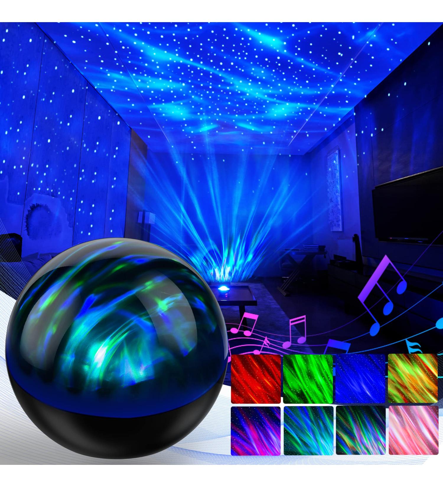 Galaxy Projector Night Light with White Noise, Colorful Lights, Bluetooth Music Speaker and Remote Control - Perfect for Bedroom, Party, Kids Gifts - Black - Buy Online on GoSupps.com
