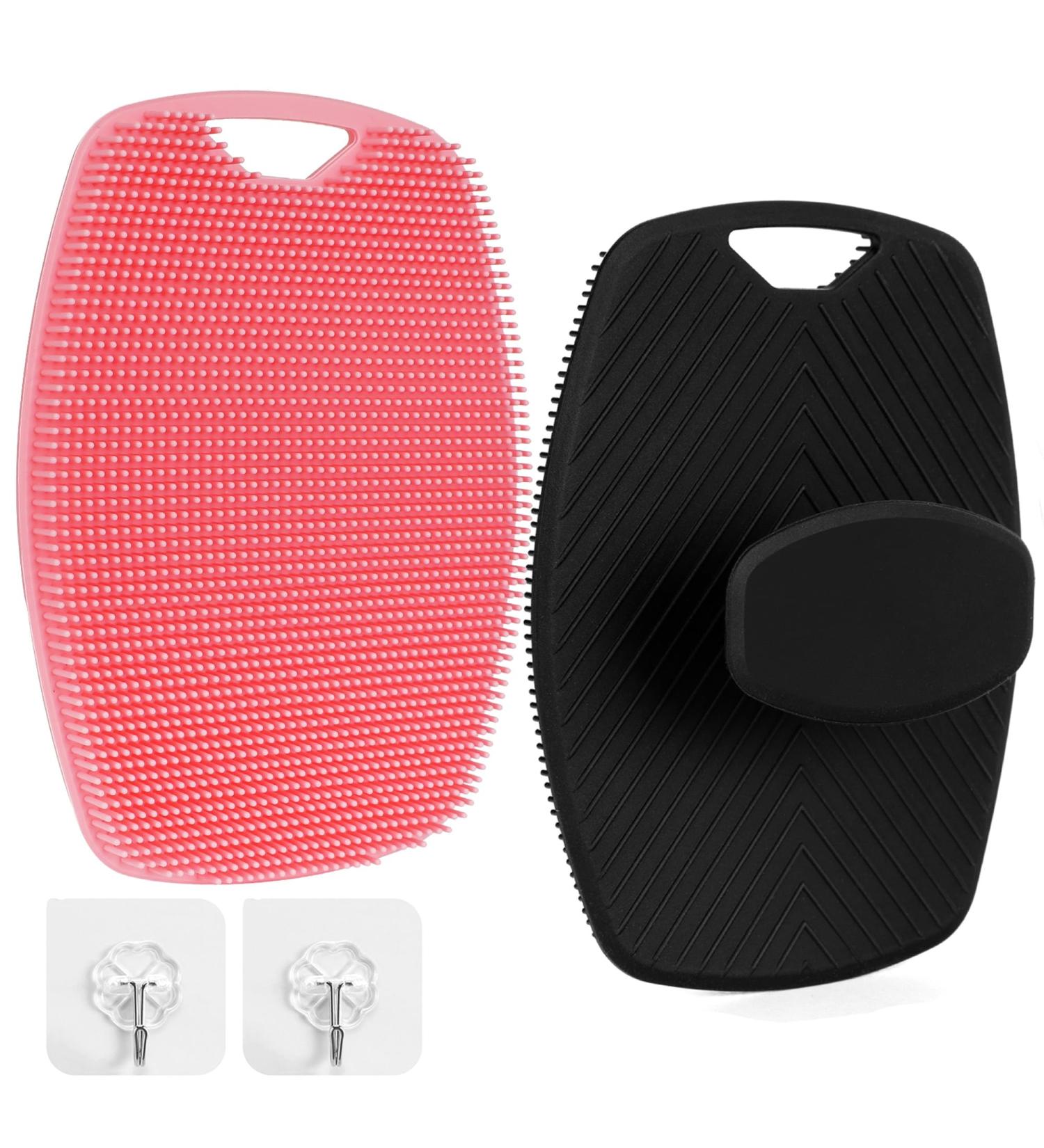 Premium Silicone Body Scrubber Set - 2 Brushes for Shower & Exfoliation | Black & Pink Luffa for Men & Women - Buy Online on GoSupps.com