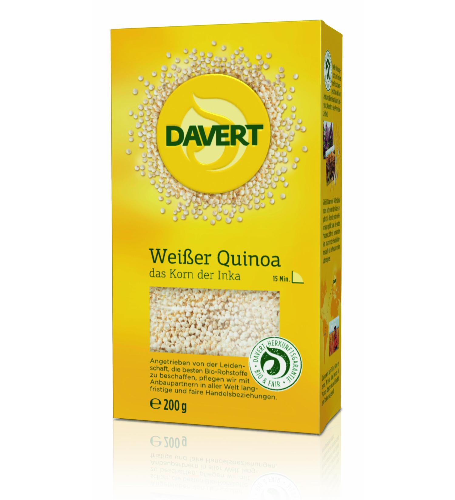 Davert Organic White Quinoa Pack of 4 (4 x 200g) - Gluten-Free High-Protein Superfood for International Shipping - Buy Online on GoSupps.com