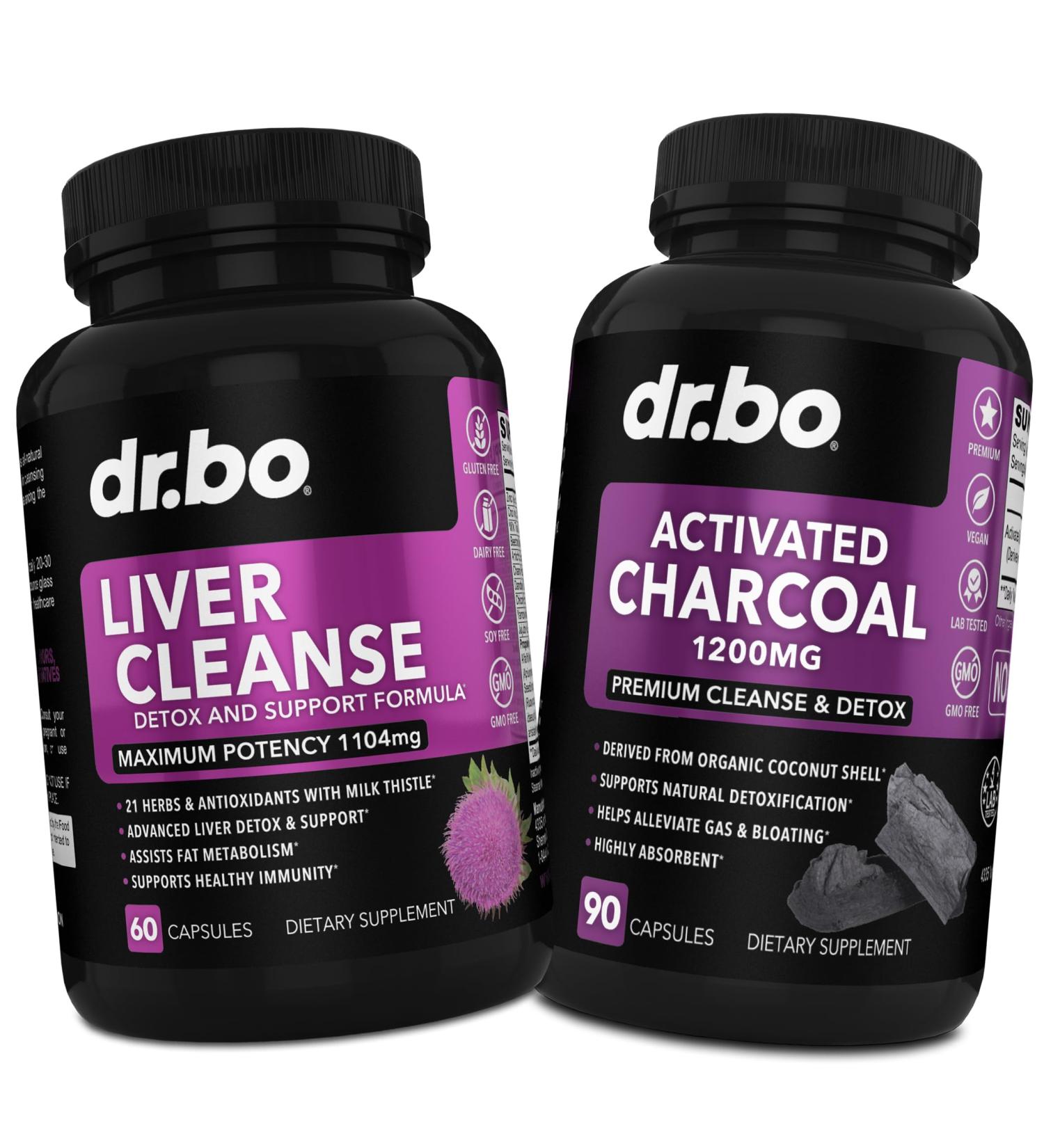 Liver Cleanse & Activated Charcoal Capsules - Liver Health Pills with Artichoke Berberine Turmeric Herbs - 1200mg Organic Coconut Charcoal Pills for Stomach Gas and Bloating Support - Buy Online on GoSupps.com