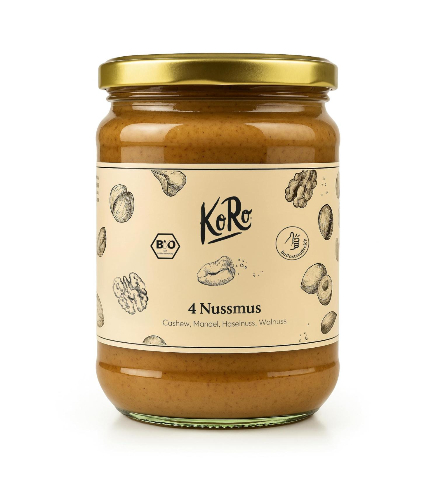  KoRo KoRo - Organic 4 Nut Butters made from Cashew Almond Hazelnut and Walnut 500g - Vegan - High in Fiber - 100% Nuts - No Additives - Buy Online on GoSupps.com