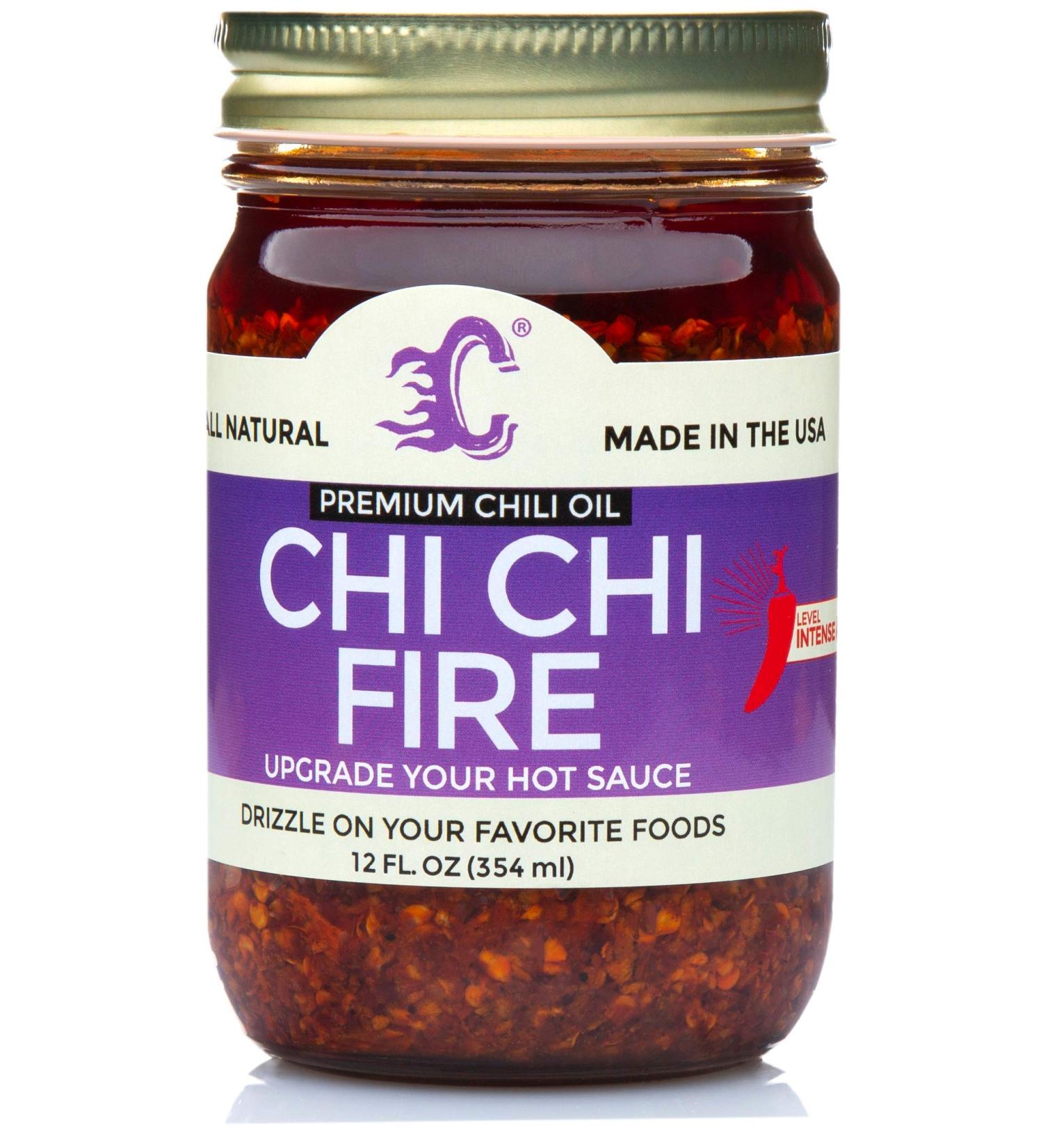 Chi Chi Fire Intensely Spicy Chili Crisp Sauce with Olive Oil and Garlic - Large 11.5 OZ | Vegan Friendly | Made in USA - Buy Online on GoSupps.com