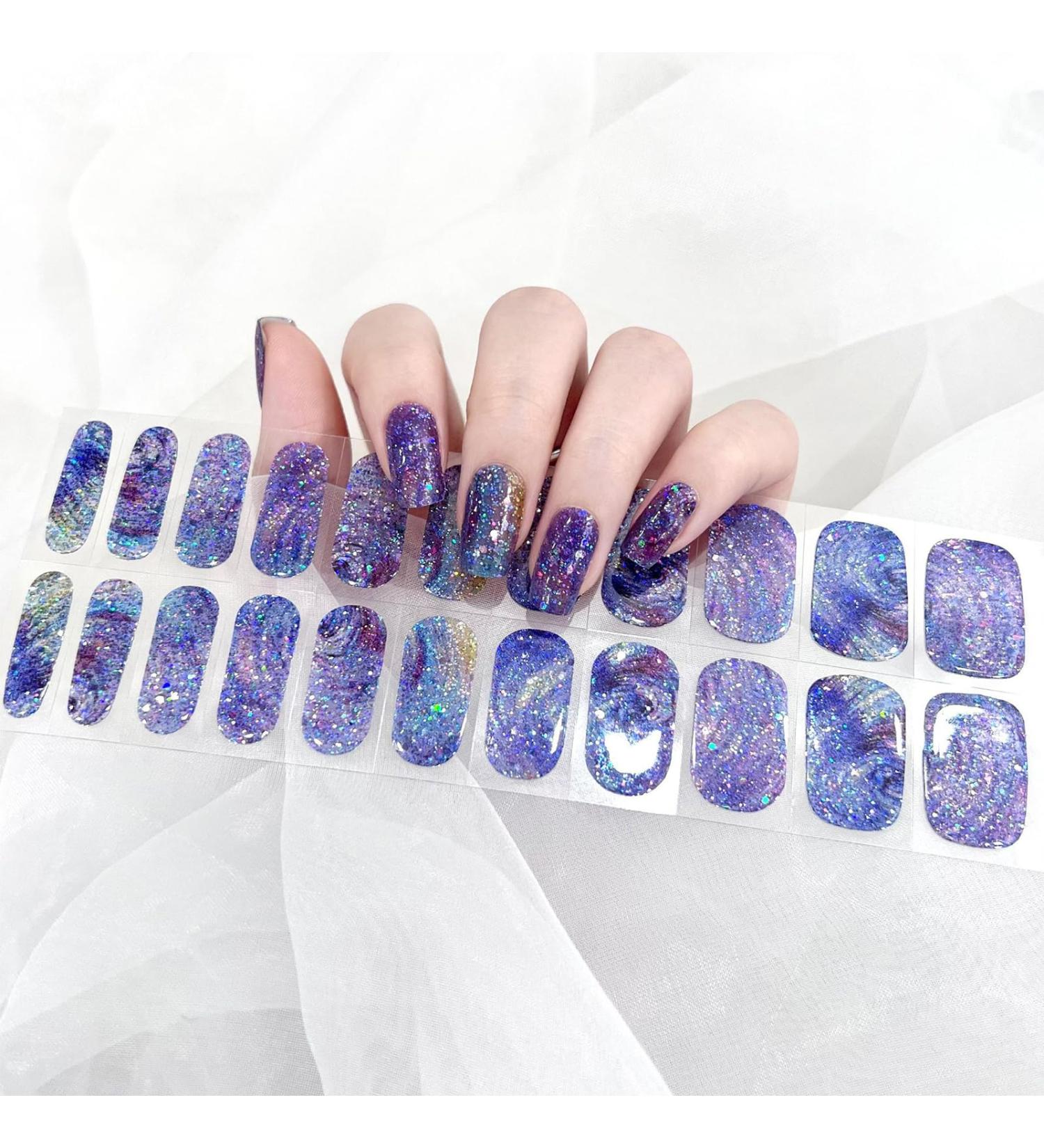 Gel Nail Strips Gel Nail Stickers - 20 Stickers Gel Nail Wraps Soft Self Upgrade Full-Cured Gel Nail Strips Adhesive Gel Nail Stickers Lasting for 15 Days Gel Nail Strips No Need UV/LED Lam(37-Blue) - Buy Online on GoSupps.com