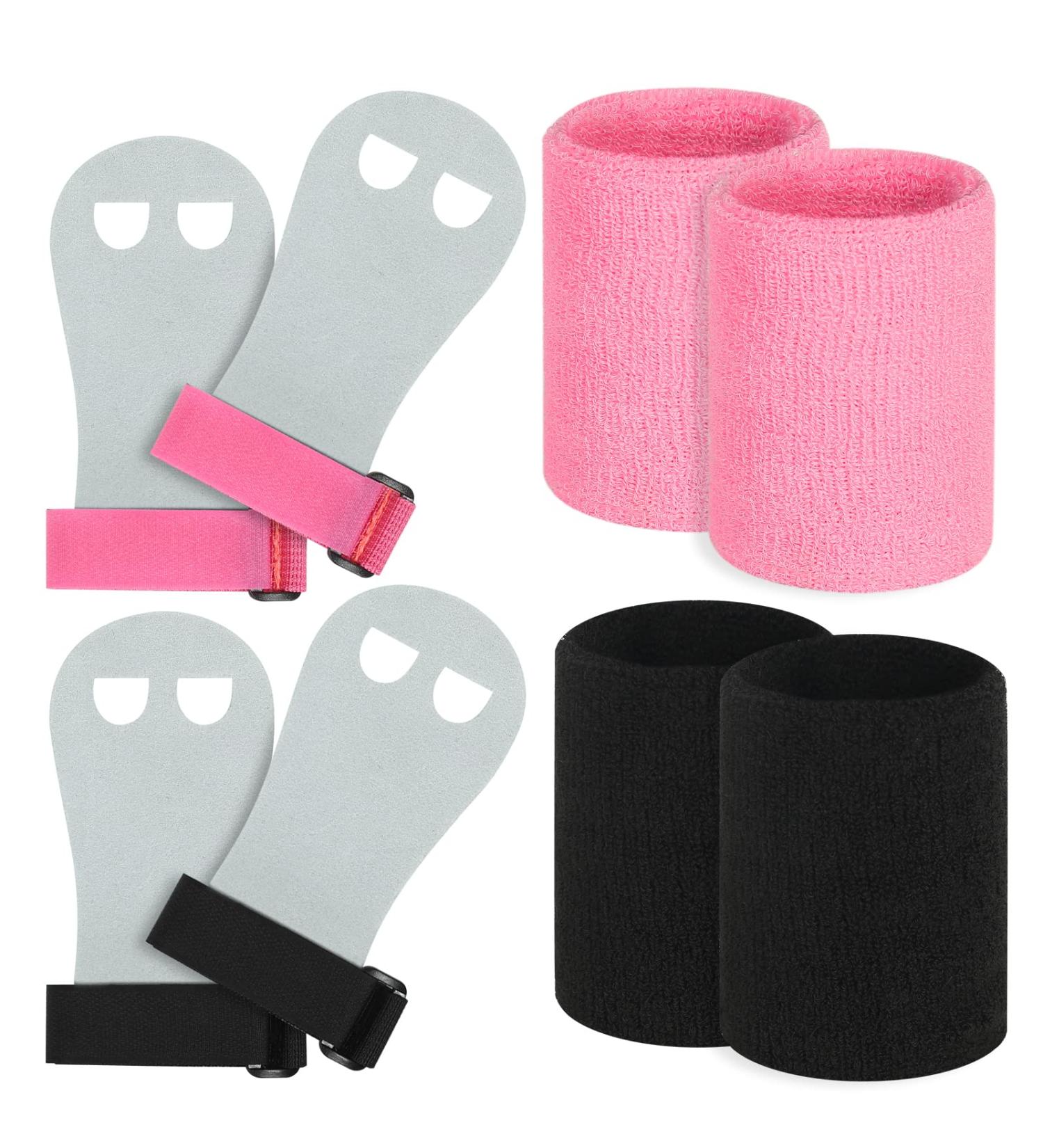 Gymnastics Hand Grips Wristbands Sets: 2 Sets Bar Grips Palm Protectors and Wristbands for Girls Kids Youth Support Sports Accessories for Kettlebells  Weightlifting Tennis  Workout and Exercise - Buy Online on GoSupps.com