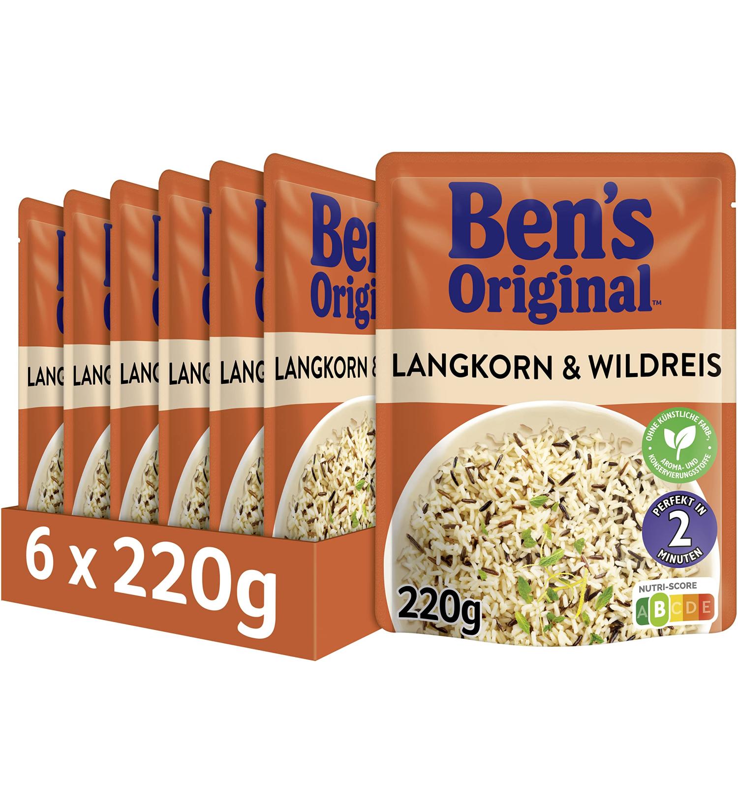 BEN'S ORIGINAL Express Rice Long Grain & Wild Rice - 6 Packs (220g each) - Buy Online for Fast International Shipping - Buy Online on GoSupps.com