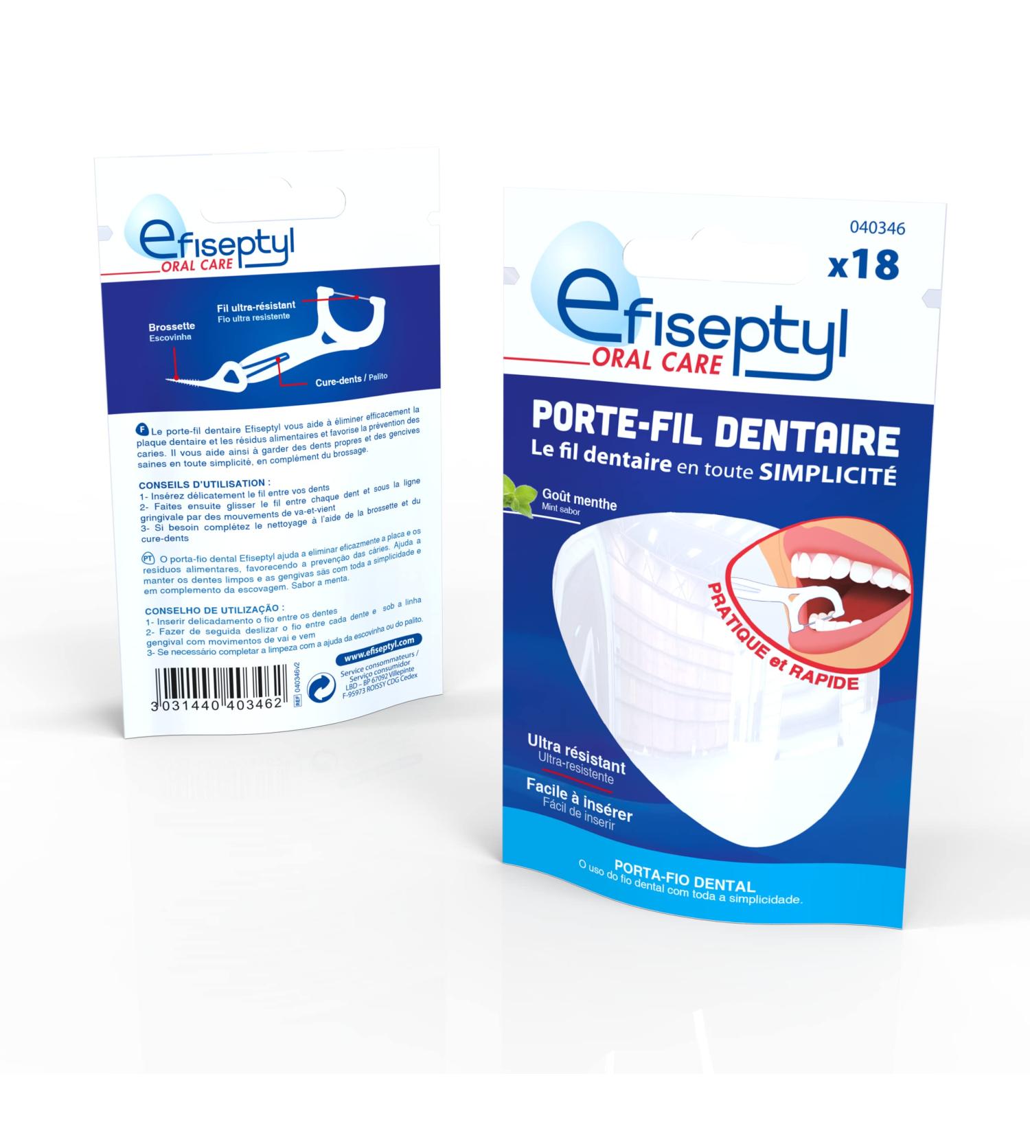 Efiseptyl Dental Floss Holder - 18 Flossers in 2 Pack | Premium Oral Care for Whiter Teeth - Buy Online on GoSupps.com