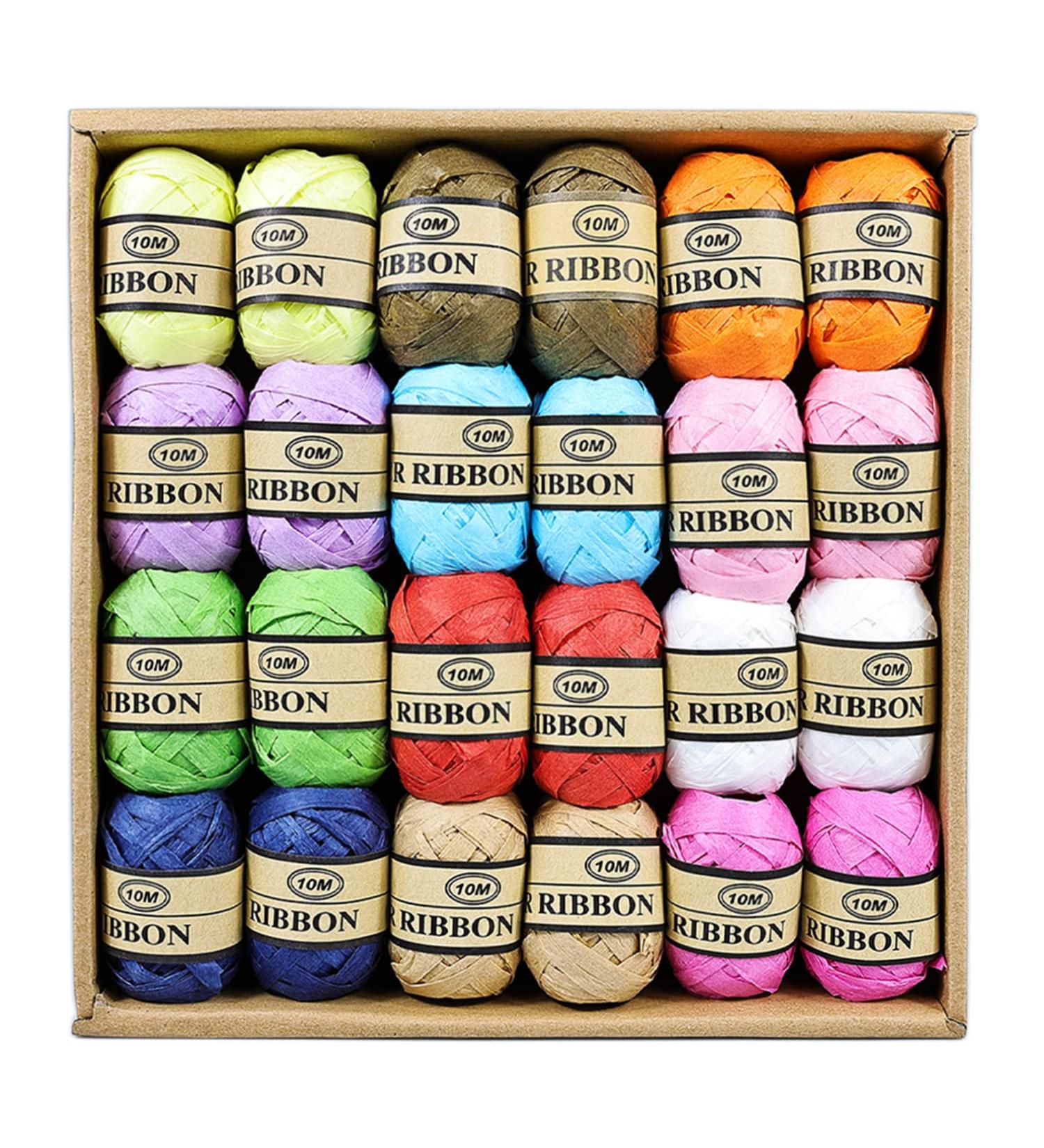24 Rolls Raffia Ribbon - 788 Feet Natural Paper Twine for Florist Bouquets & Gift Wrapping - 12 Colors - Buy Online on GoSupps.com