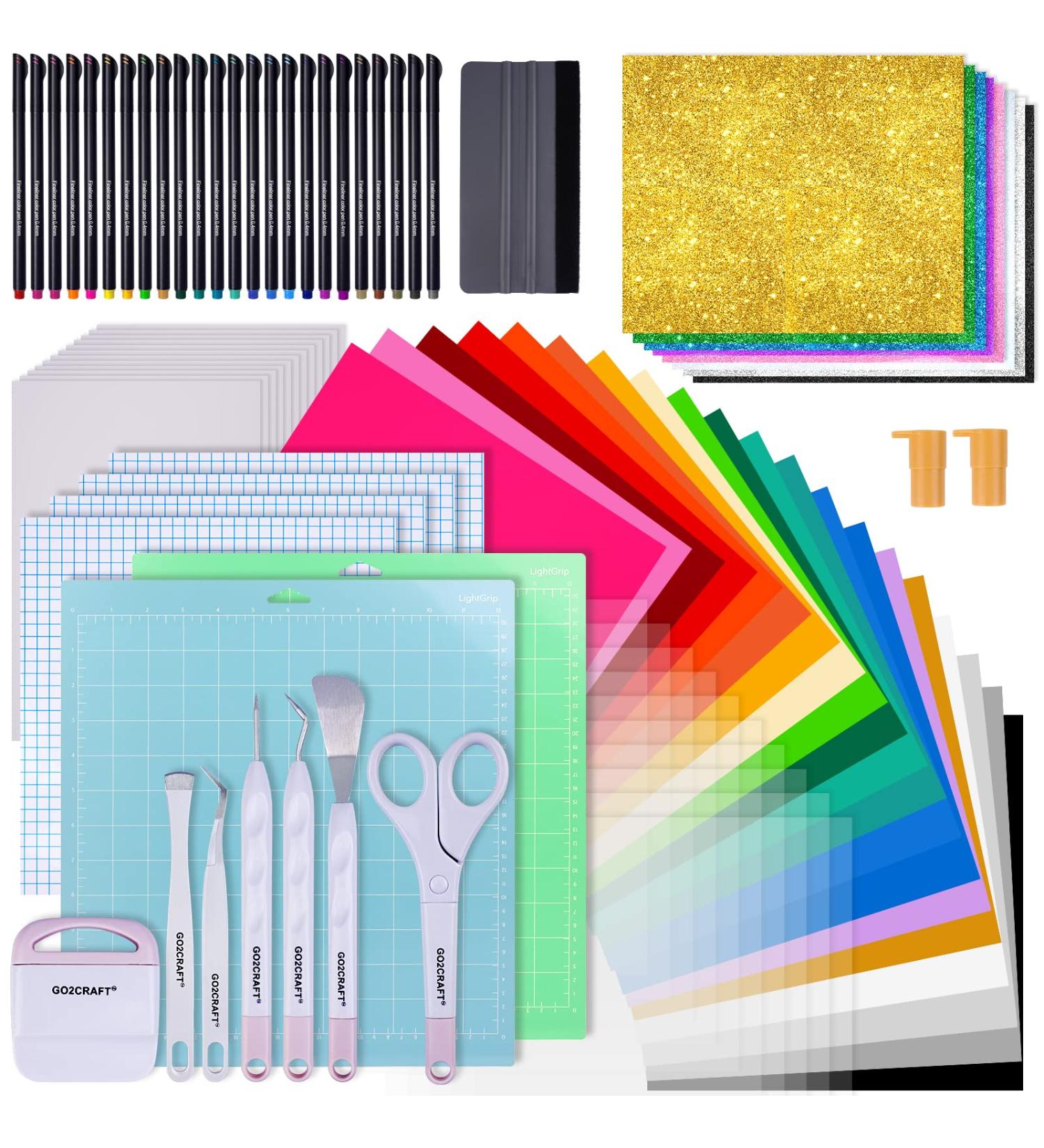 90Pcs Ultimate Cricut Accessories Bundle with Adhesive Vinyl Sheets - Weeding Tools, Transfer Vinyl, Starter Kit for Crafting Projects - Buy Online on GoSupps.com