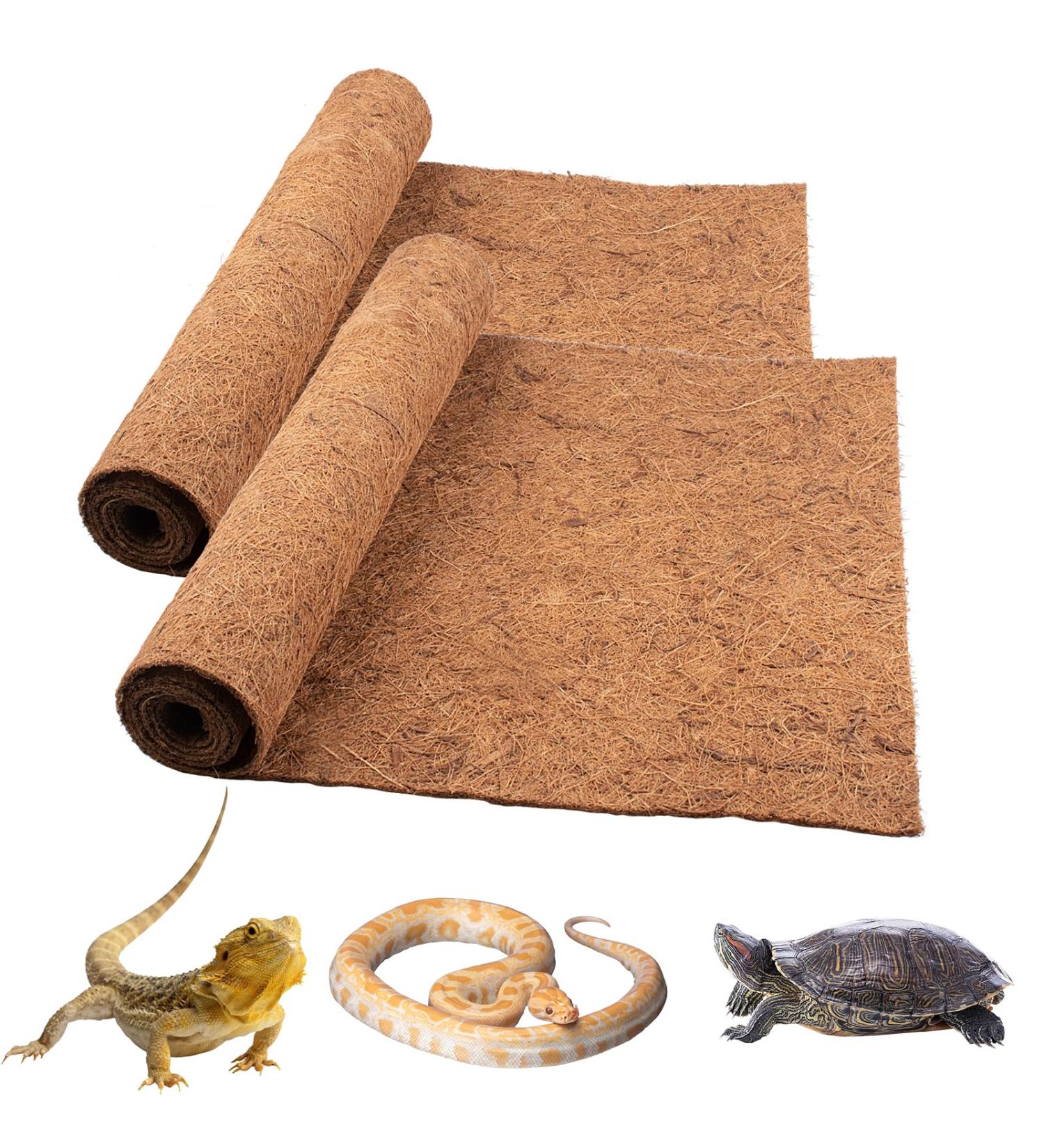 Reptile Carpet Coconut Fiber - 2 Pack Natural Terrarium Liner Bedding for Bearded Dragon Leopard Gecko Iguana & Snake (100x40cm/40x16in) - International Shipping - Buy Online on GoSupps.com
