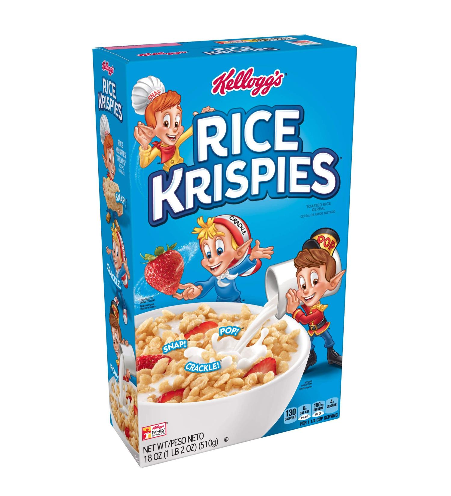 Kellogg's Rice Krispies Breakfast Cereal 18 oz - Fat-Free Toasted Rice Cereal - Buy Online on GoSupps.com