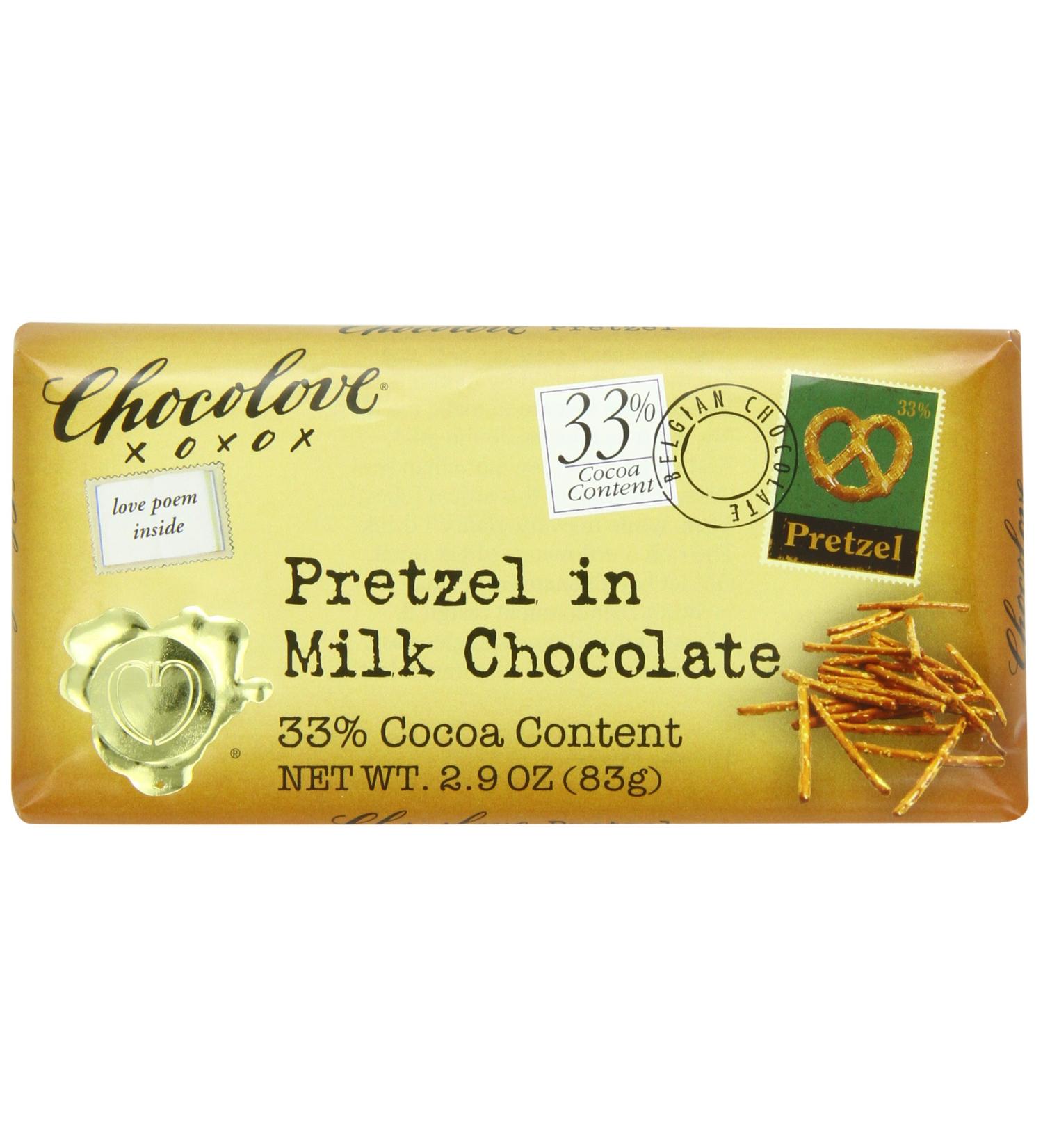 Chocolove Pretzel in Milk Chocolate - 30% Cocoa, 2.9 oz (83 g) | Gourmet Treats - Buy Online on GoSupps.com