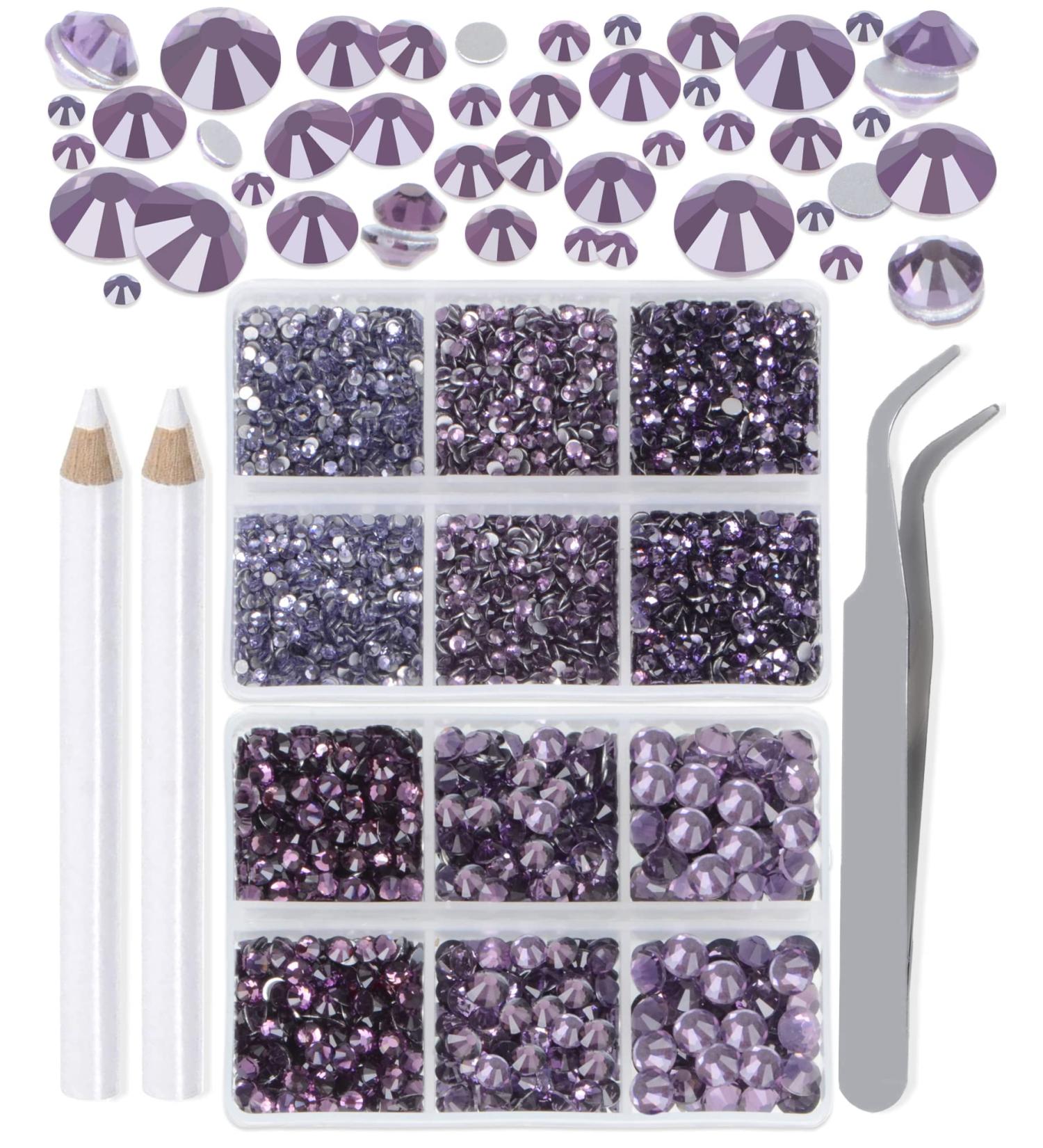 LPBeads 6000 Pieces Tanzanite Non Hotfix Rhinestones 6 Sizes Round Crystal Glass Flat Back Rhinestones with Tweezers and Picking Pen for Nail Art Crafts Clothes Bags DIY - Buy Online on GoSupps.com