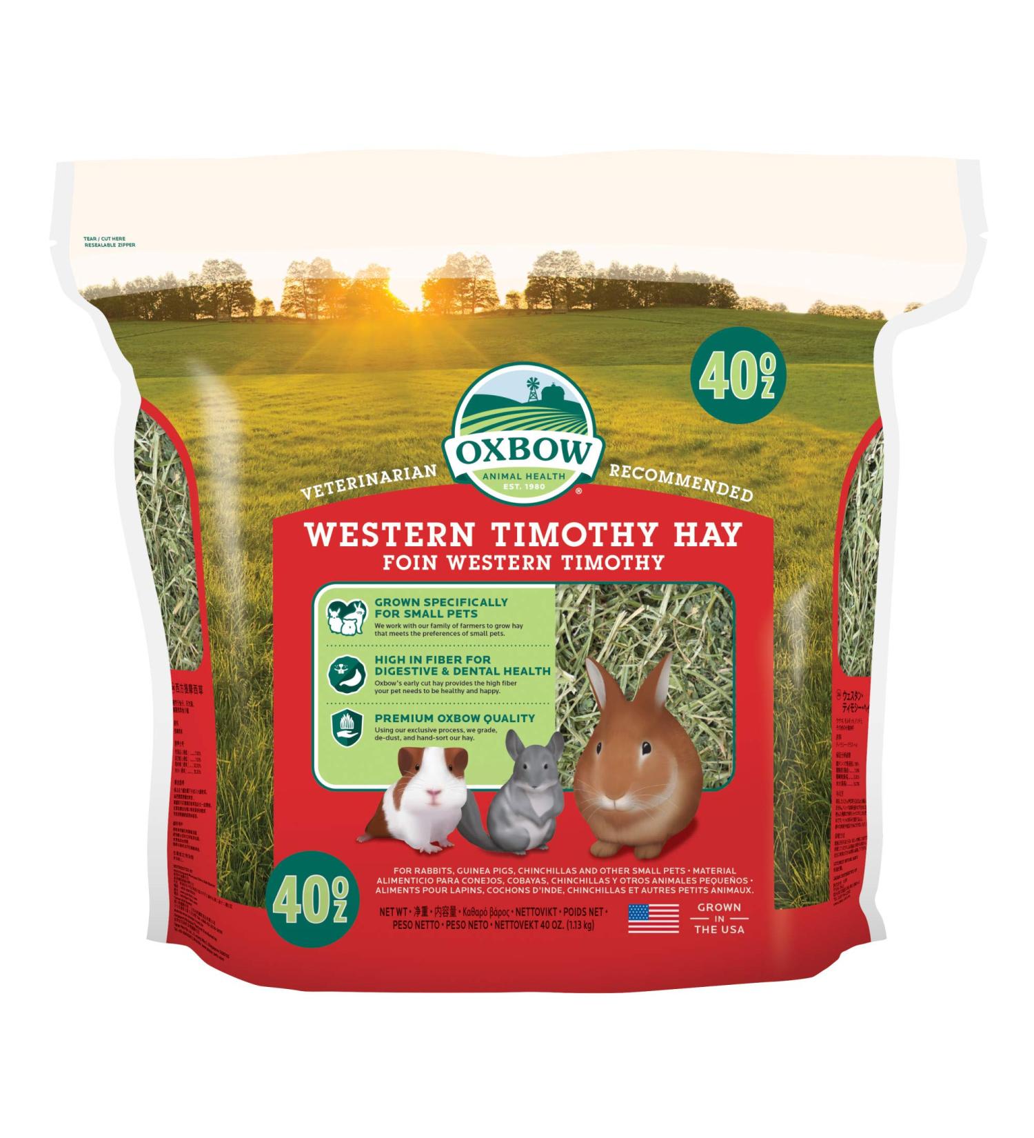 Oxbow Animal Health Western Timothy Hay - All Natural Hay for Rabbits, Guinea Pigs, Chinchillas, Hamsters & Gerbils - 2.5 lb Pack - Buy Online on GoSupps.com