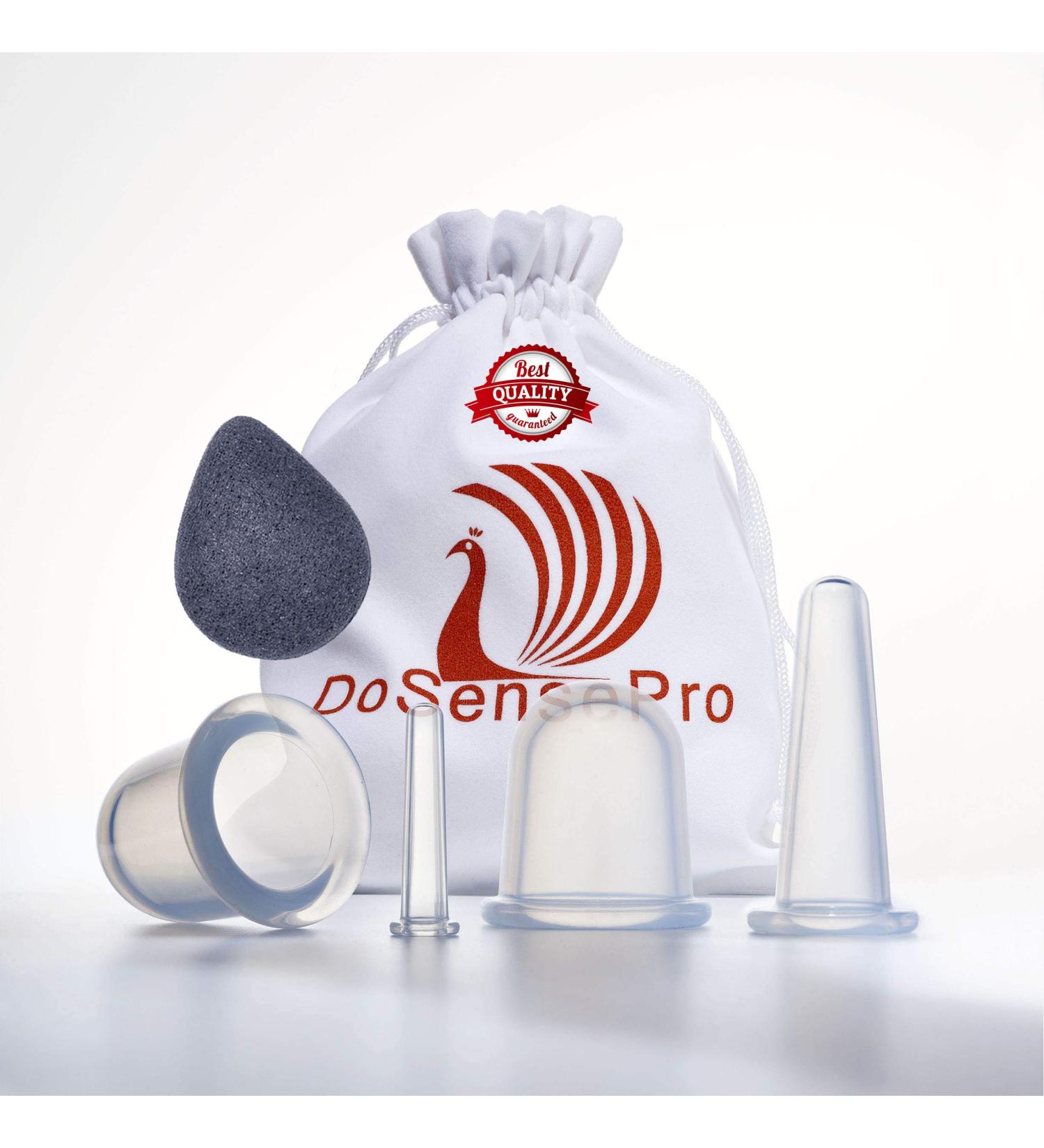 Facial Cupping Set for Face and Neck + Konjac Sponge - Anti Cellulite Therapy Set | DoSensePro - Buy Online on GoSupps.com