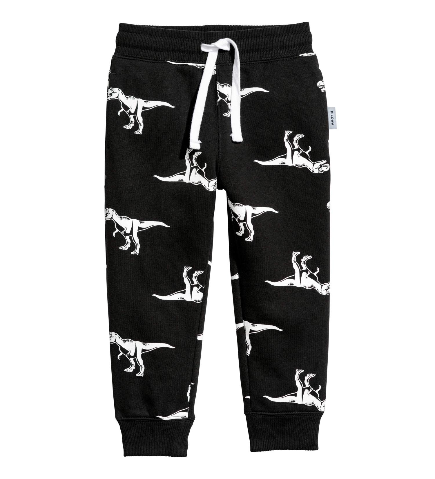 Shop Filowa Black Jogging Pants for Boys - Dinosaur Print Leisure Trousers for Ages 2-7 | Comfortable and Stylish Sports Bottoms - Buy Online on GoSupps.com