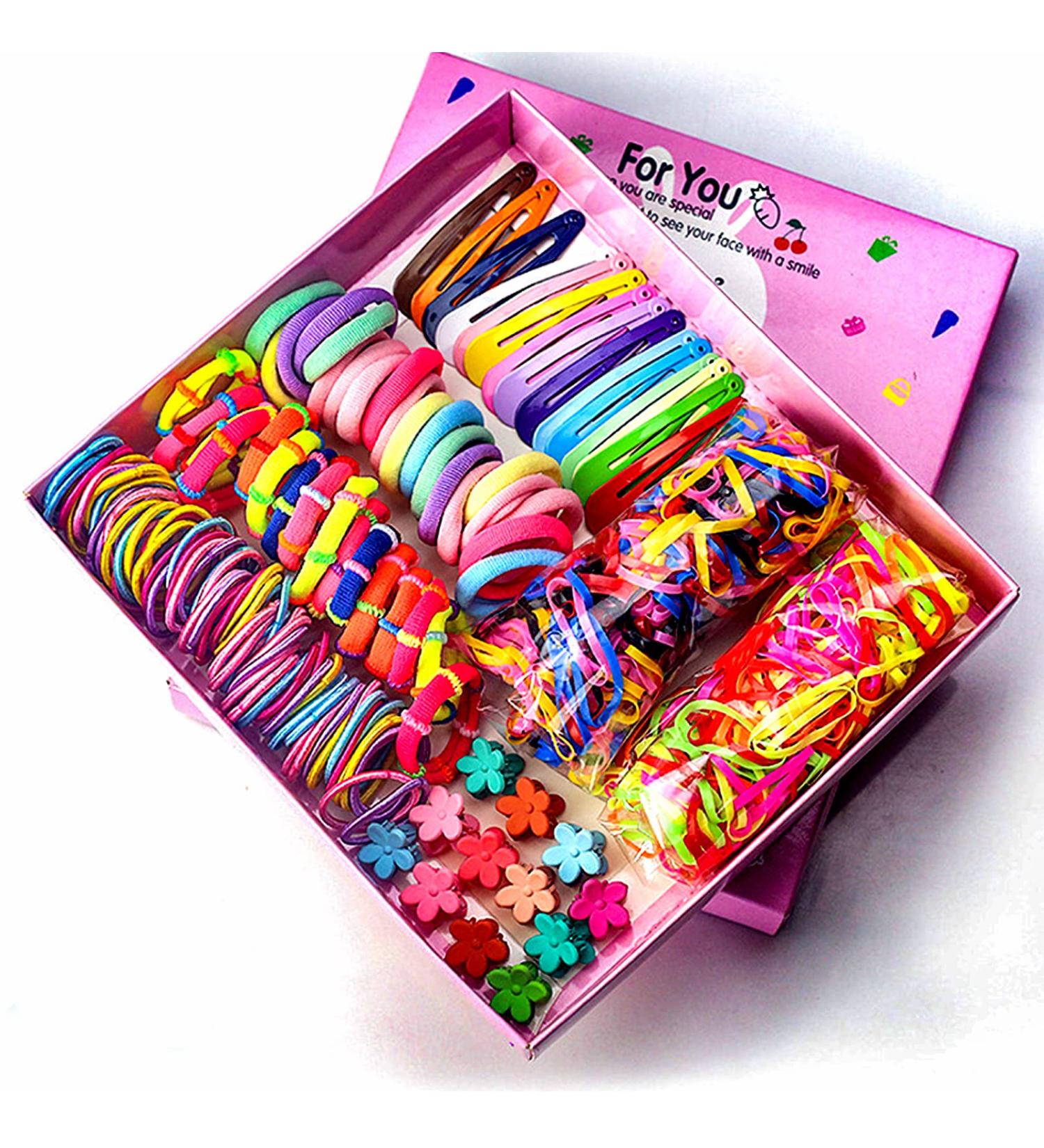 780 Pcs Girls Hair Clip & Tie Set - Colorful Ponytail Holders & Rubber Bands for Kids/Toddlers - Hair Accessories in Candy Colors - Buy Online on GoSupps.com