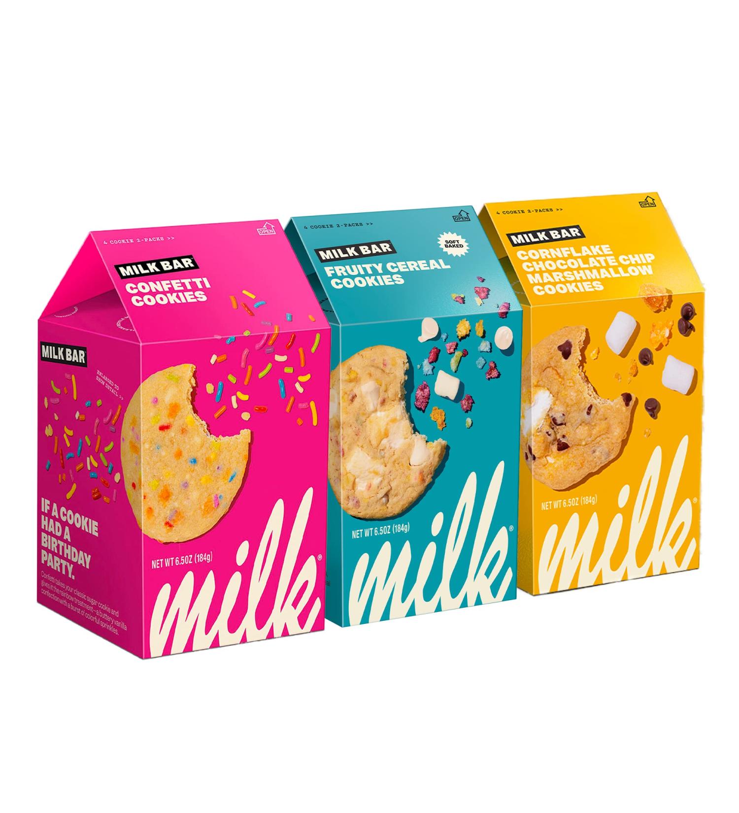 MILK BAR Cookie Variety Pack - Sweet n' Fruity Trio - 3 Boxes, 8 Cookies Each - Buy Online on GoSupps.com