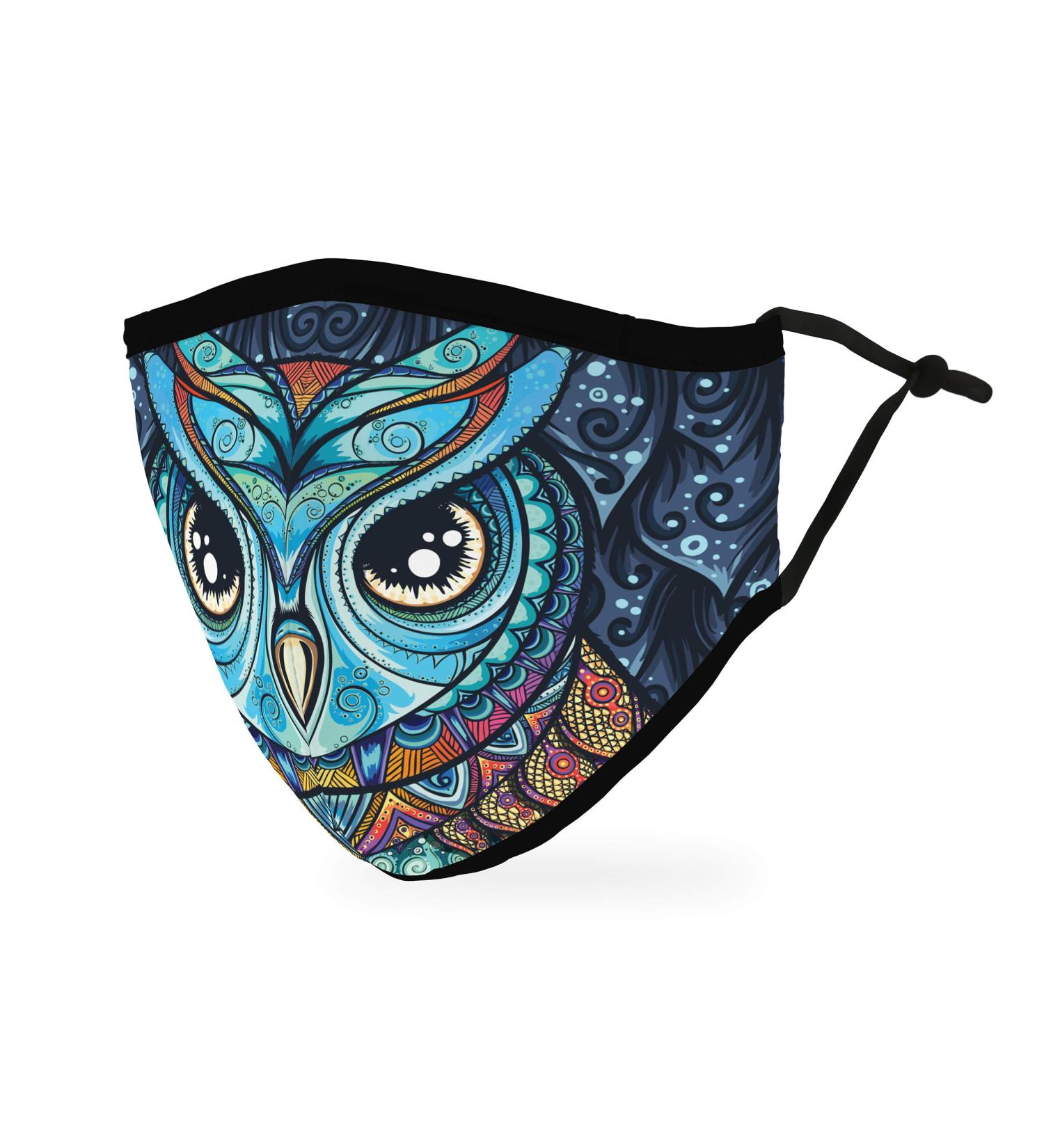 WEDDINGSTAR Owl Mosaic Adult Face Mask - 3-Ply Washable Reusable & Adjustable with Filter Pocket | International Shipping - Buy Online on GoSupps.com