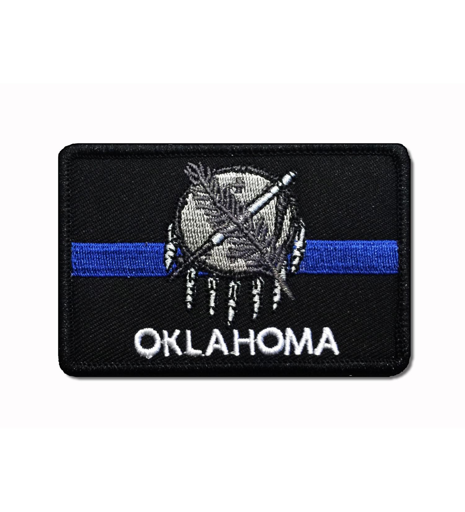 Subdued Thin Blue Line Oklahoma State Flag Patch