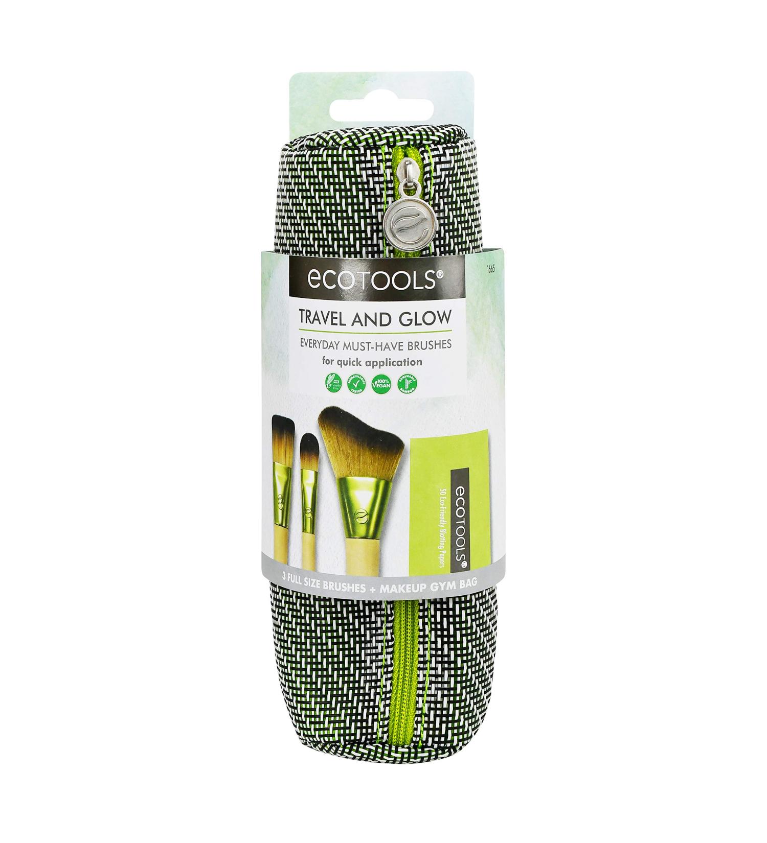 EcoTools Travel and Glow Makeup Brush Set with Bag - Essential Eco-Friendly Brushes for Flawless Everyday Makeup - Buy Online on GoSupps.com