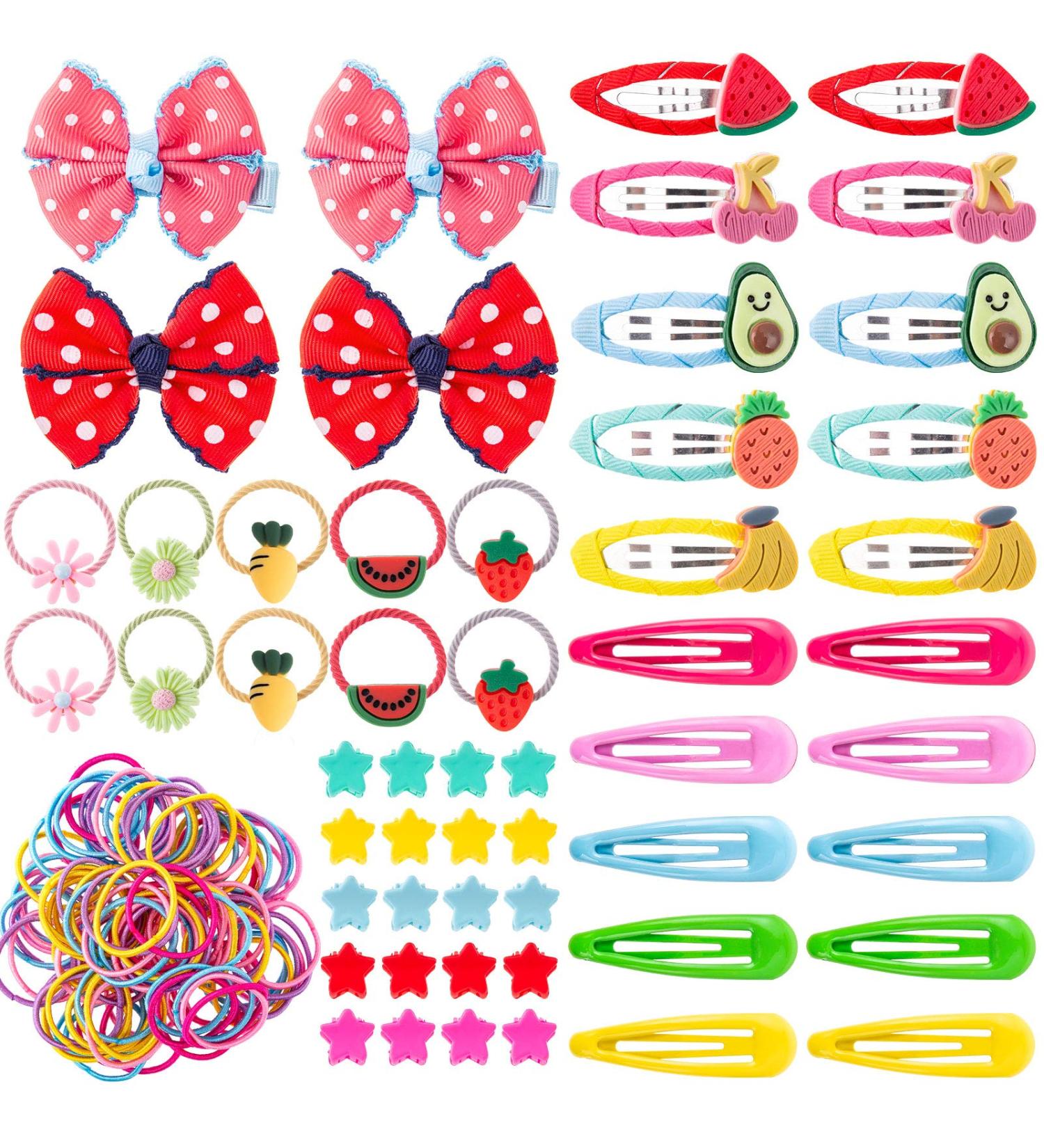 154pcs Girls Hair Accessories Set - Hair Clips, Ties, Barrettes, Bows for Baby & Little Girls - Buy Online on GoSupps.com