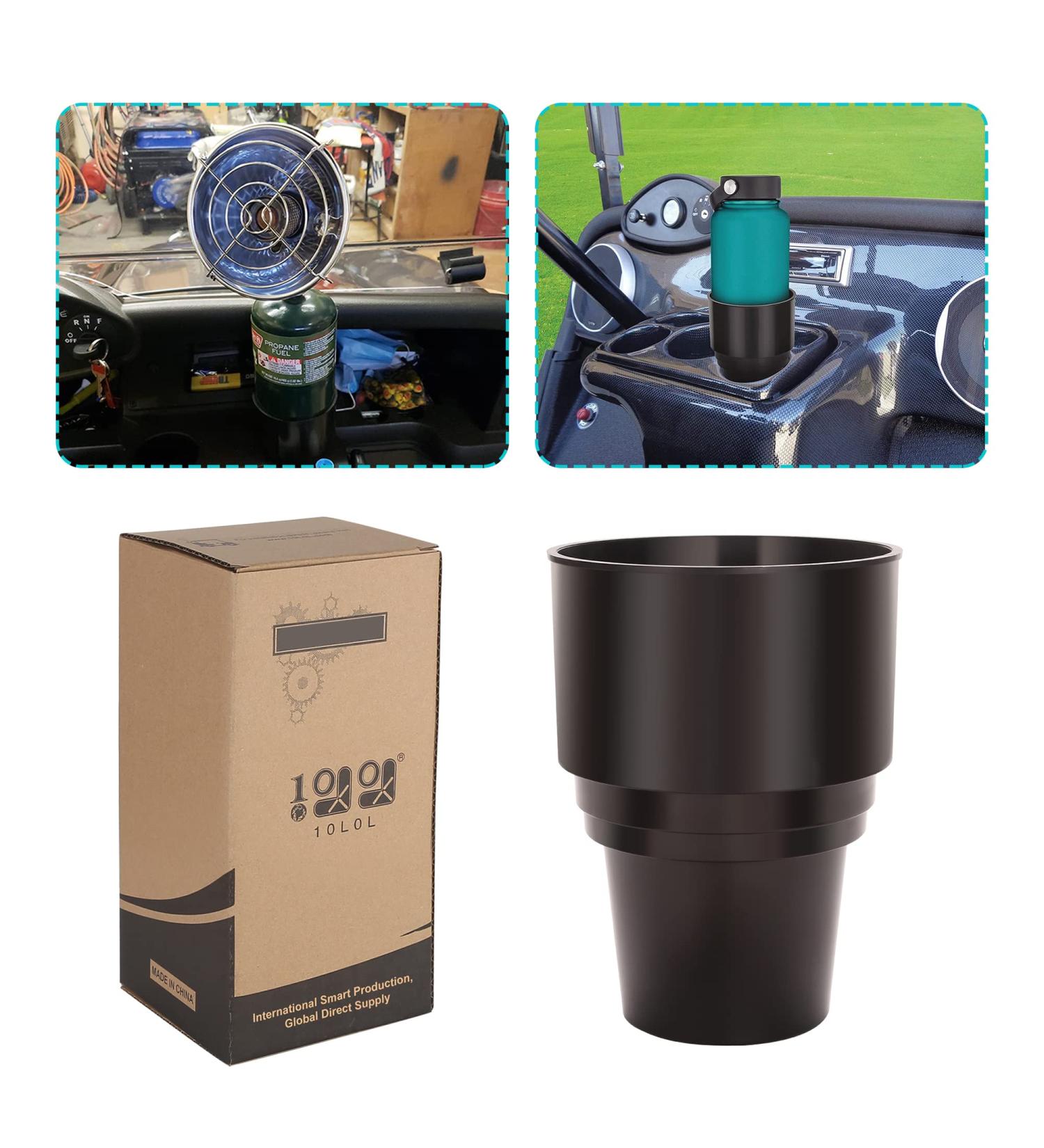 10L0L Universal Golf Cart Heater Propane Cup Holder | Upgrade Replacement for 16.4 oz Portable Propane Heater | Ideal for EZGO, Club Car, Yamaha | Camping Gas Cylinder Holder | Black - Buy Online on GoSupps.com