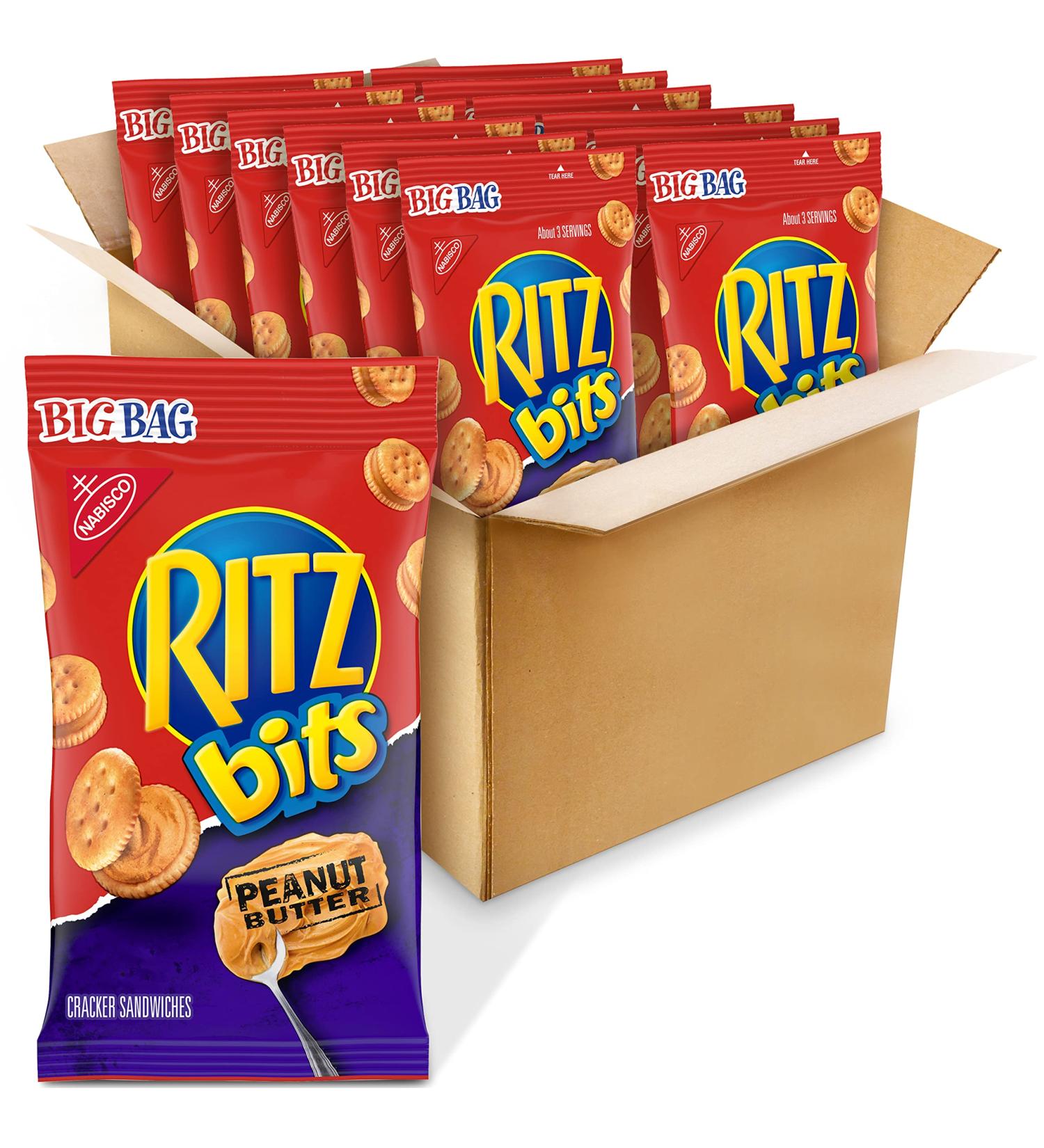 Ritz Bits Peanut Butter Cracker Sandwiches - Big Bag 3oz (Pack of 12), Cheese Flavor - Buy Online on GoSupps.com
