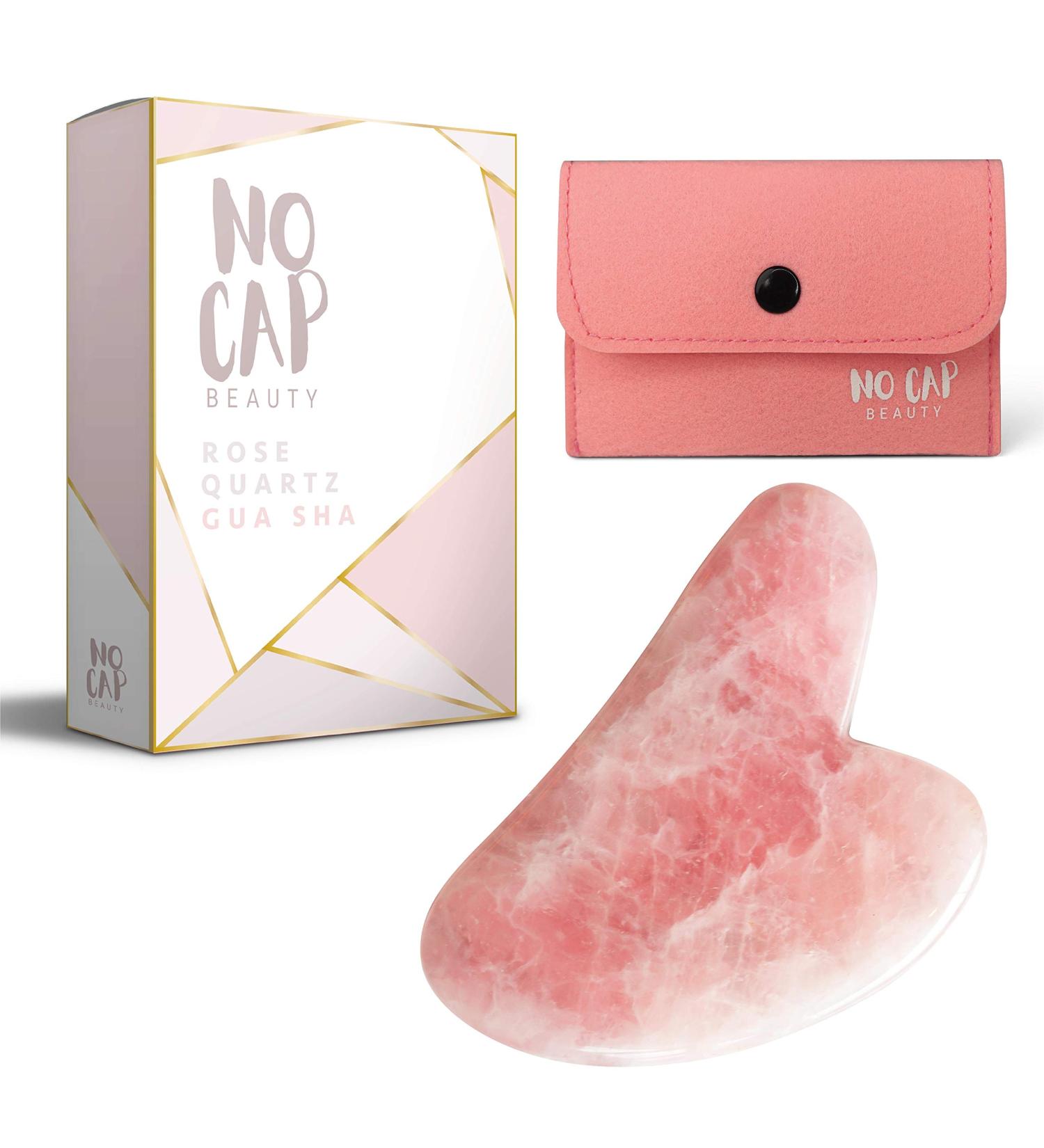 Rose Quartz Jade Gua Sha Facial Massager | Anti-Aging Beauty Tool for Face, Neck & Body | Premium Crystal for Fine Line and Wrinkle Reduction - Buy Online on GoSupps.com