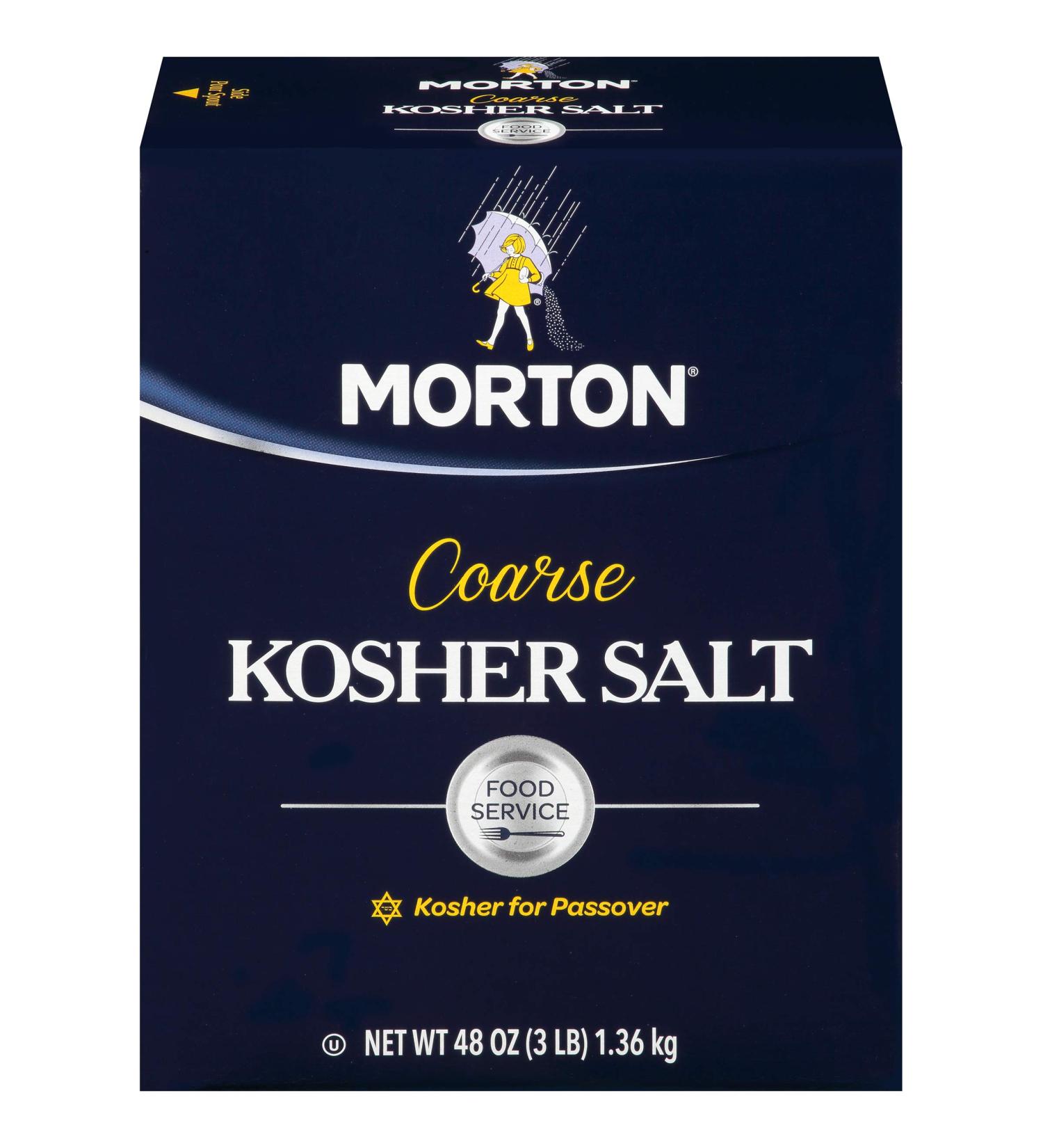 Morton Kosher Salt Coarse 48oz - Food Service Size, Packaging May Vary - 3lb Pack - Buy Online on GoSupps.com