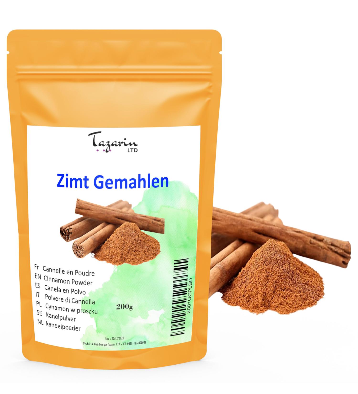 200g Cinnamon Powder - Ground Ceylon Cinnamon - Intense Aroma & Taste - 100% Natural Pure and No Additives - TazarinLtd - Buy Online on GoSupps.com