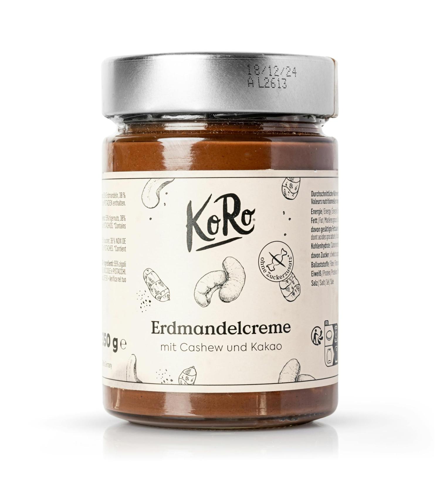 KoRo - Tigernut Cream with Cashew Nuts and Cocoa 350g - Only three ingredients - High nut content - Vegan spread - Topping for pancakes waffles or porridge - Buy Online on GoSupps.com