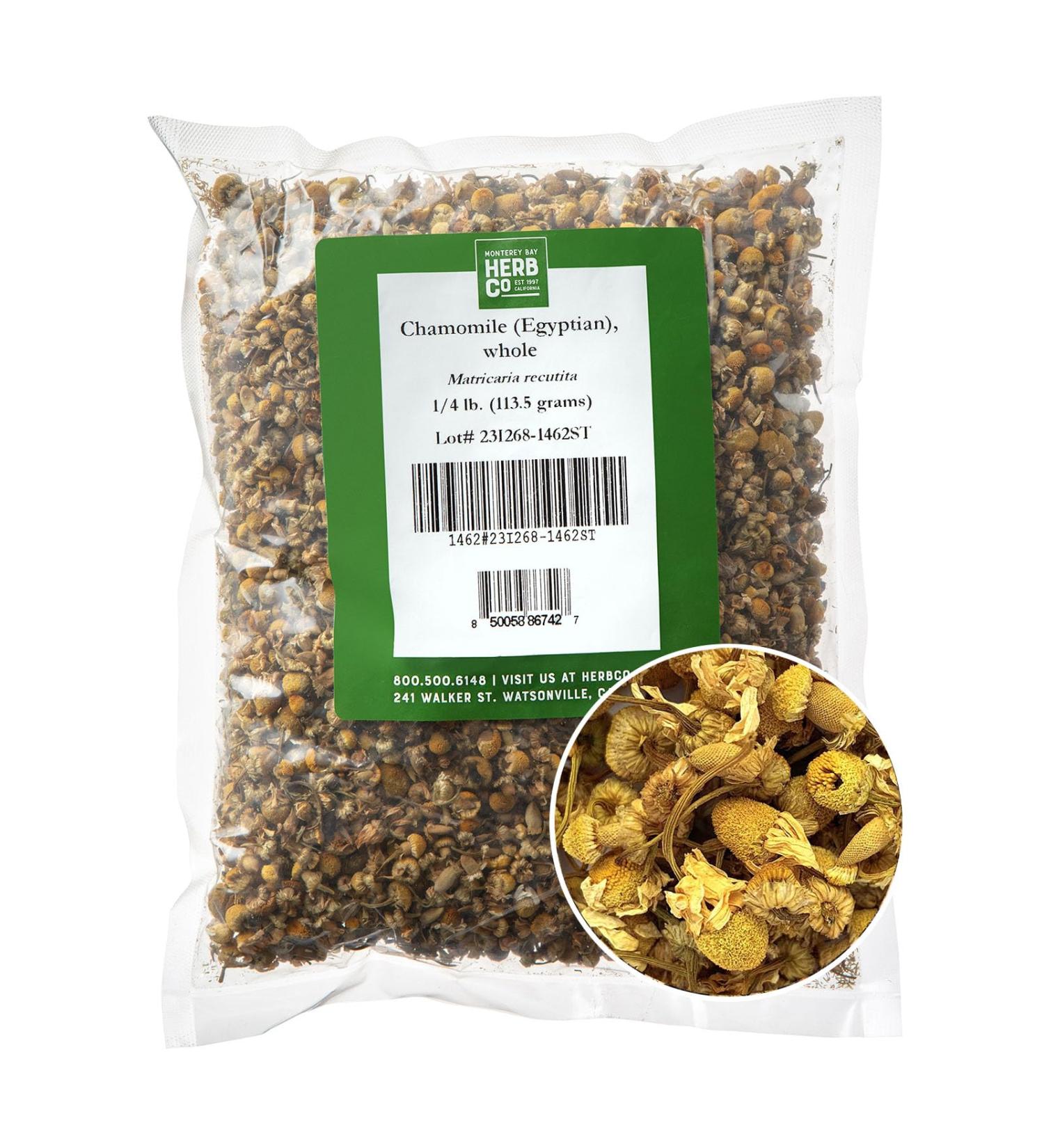 Egyptian Chamomile Whole, by Herb Co, Add to Skin & Hair Products, Use for Teas, Soups, Salad Dressings, Infuse Oils, 1/4 lb - Buy Online on GoSupps.com