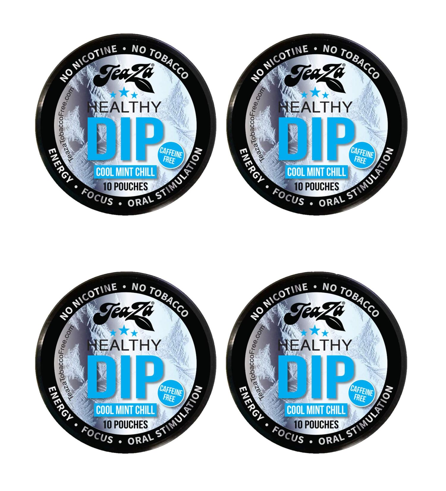 Teaza Herbal Energy Pouches - Nicotine & Tobacco-Free Smokeless Alternative - Cool Mint Chill Flavor - 4 Pack, 10 Count Each - Buy Online on GoSupps.com