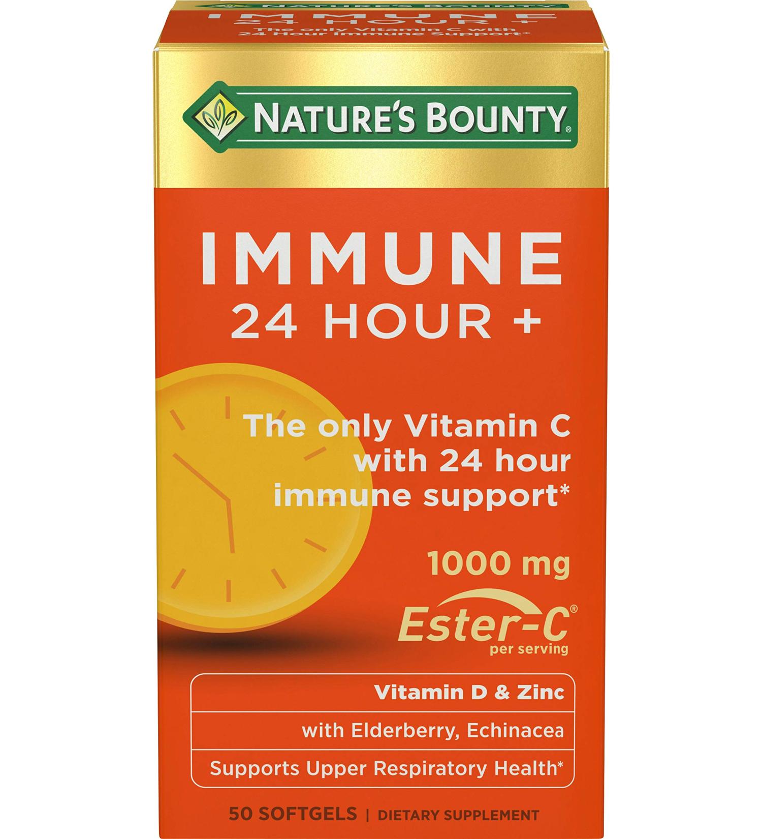 Nature's Bounty Immune 24 Hour+ 500 mg - 50 Softgels for Enhanced Immune Support - Buy Online on GoSupps.com
