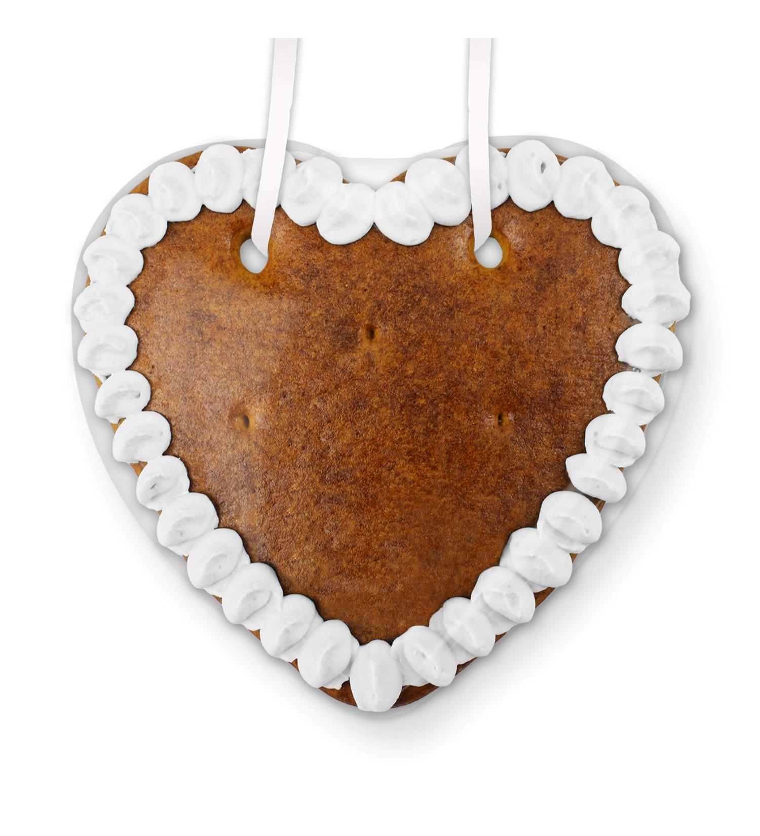Gingerbread heart blank with border - color: white - to decorate and write with desired text 15cm from LEBKUCHEN WELT