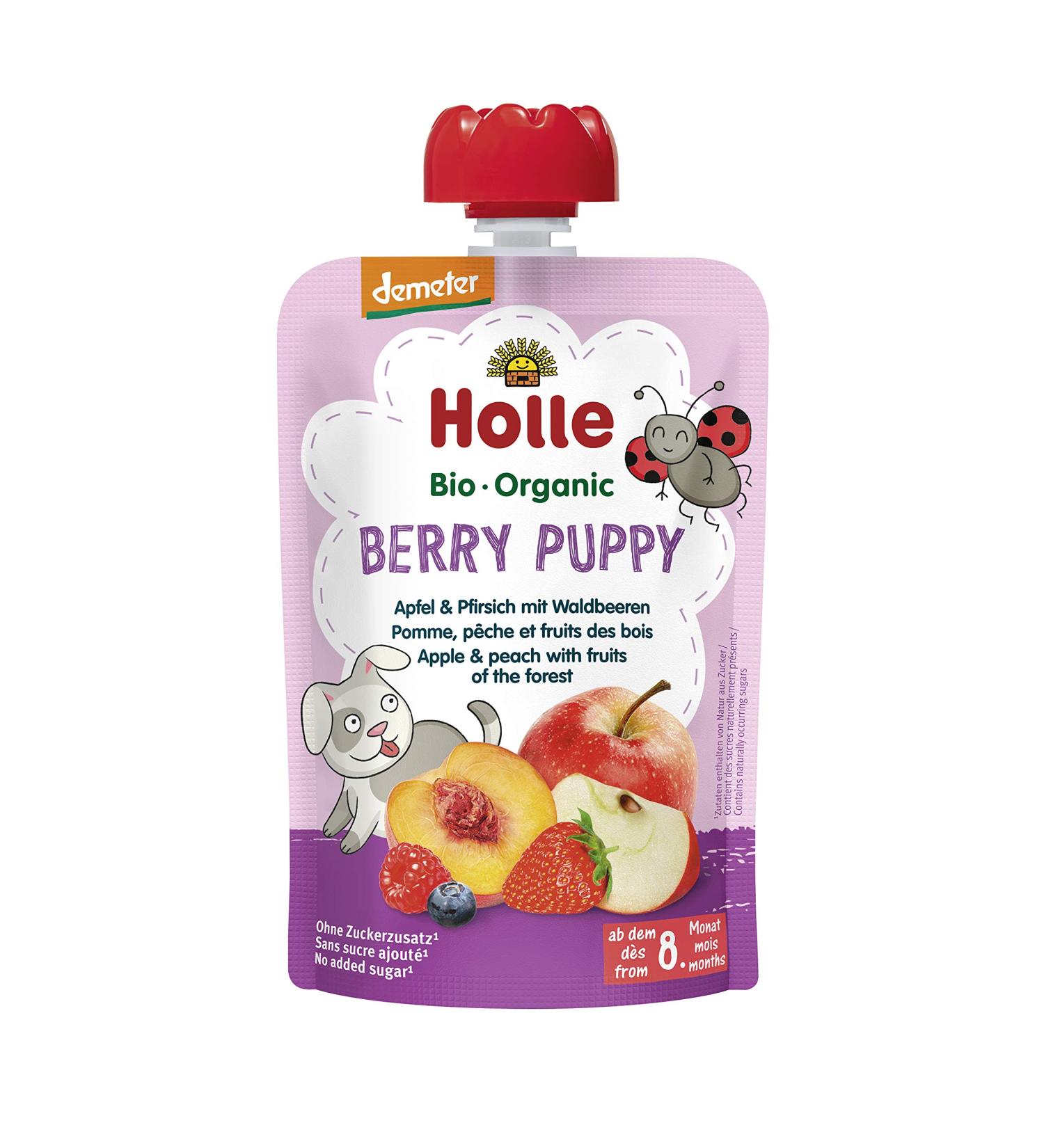 Holle Gourde Pouchy Pomme P che Fruits des Bois Bio +8m 100g - Organic Fruit Blend for Babies - Buy Online on GoSupps.com