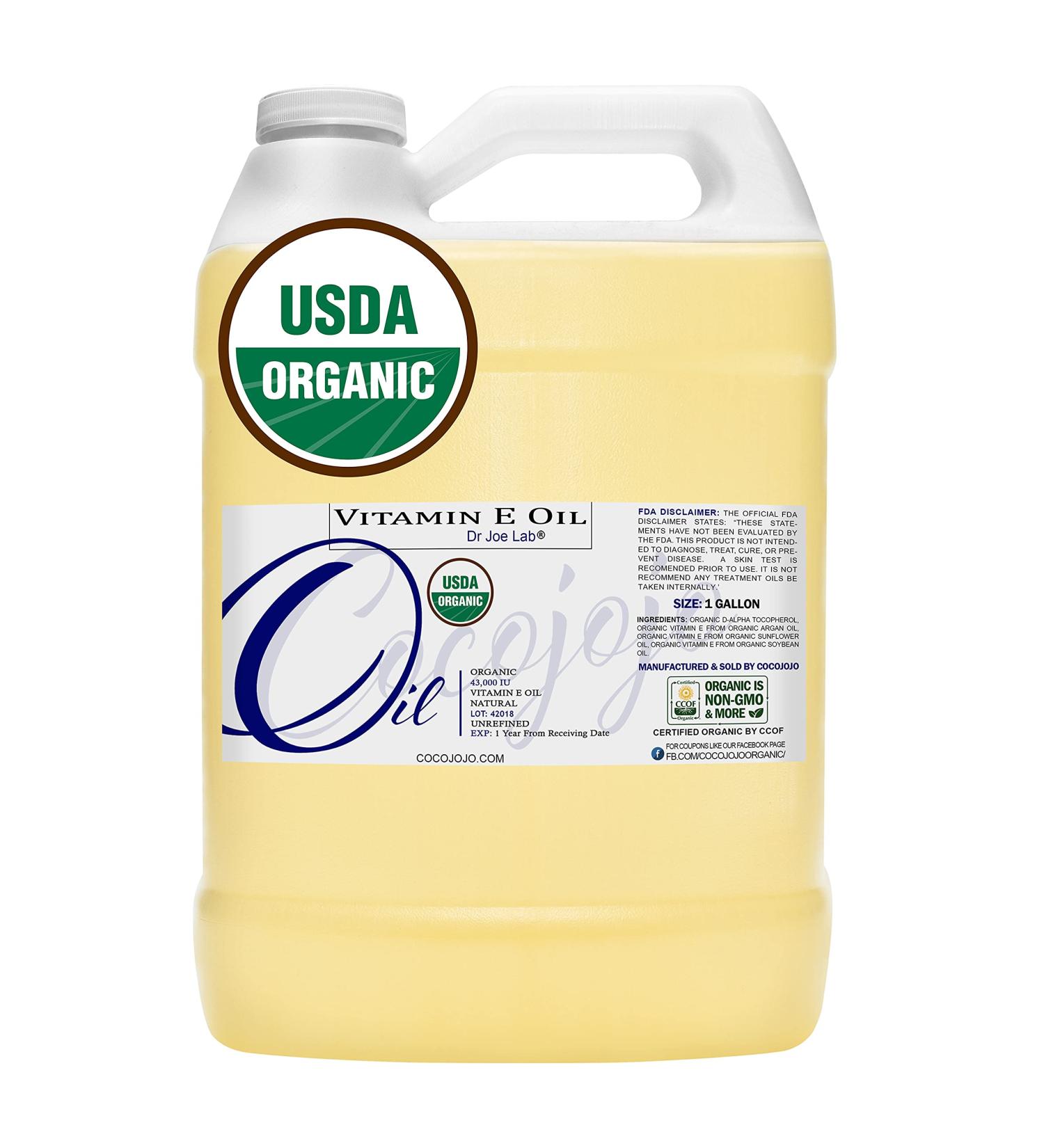 USDA Certified Organic Vitamin E Oil 43,000 IU - Vegan & Cruelty-Free - Deep Hydrating Antioxidant - 128 oz - Buy Online on GoSupps.com